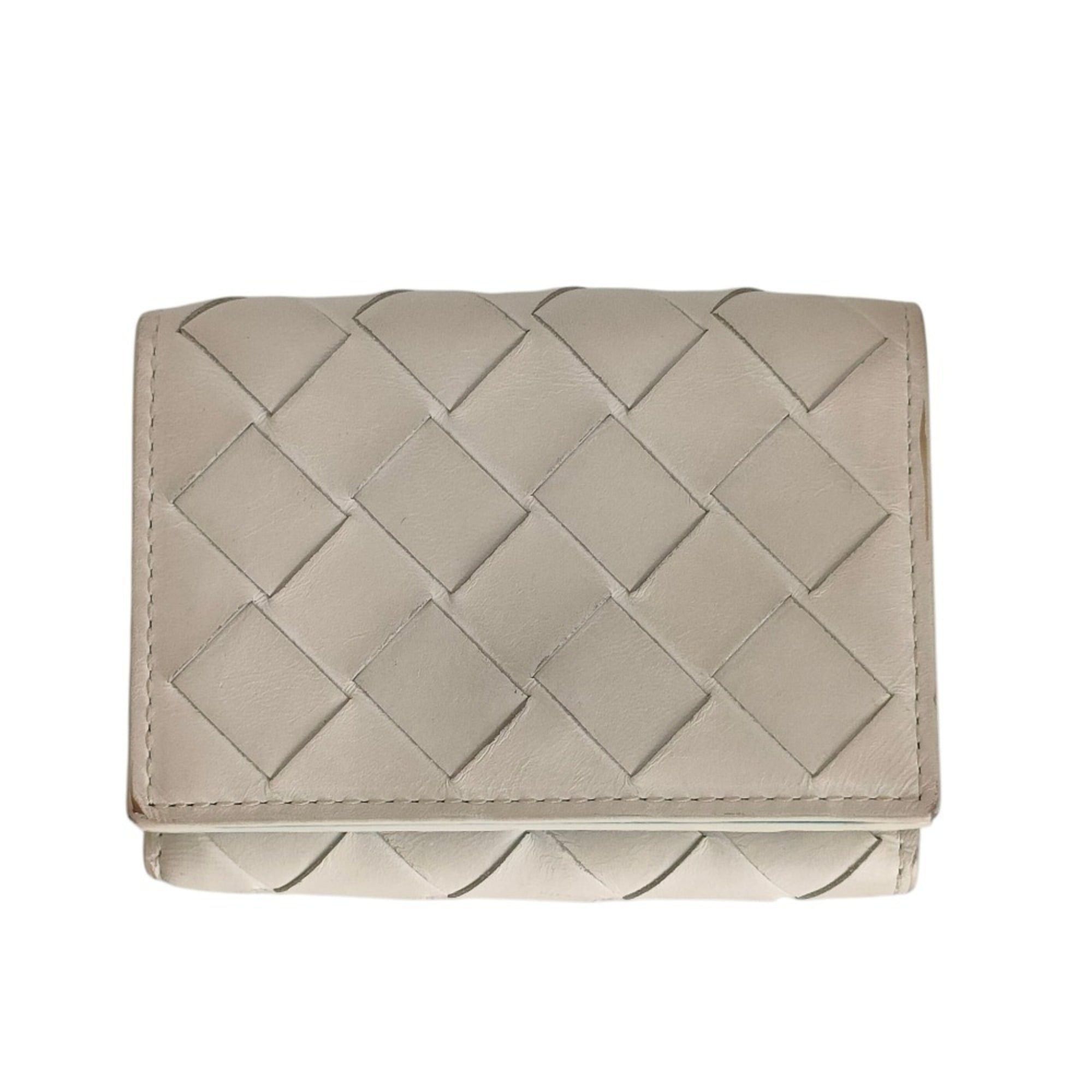 Bottega Veneta BOTTEGA VENETA Intrecciato Tiny Tri-fold Wallet Compact White Blue Men's Women's Size ONE SIZE - 1 Thumbnail