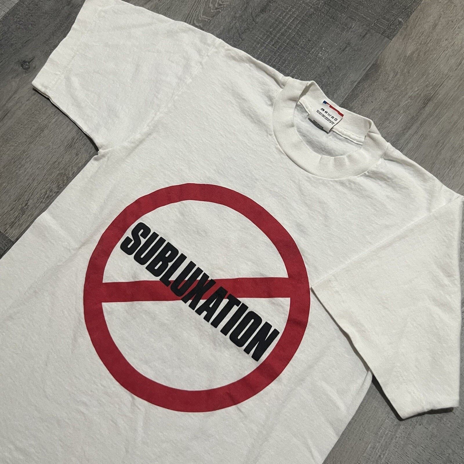 Fruit Of The Loom VTG STOP SUBLUXATION 90s Medical Dislocation Skeletal Shirt Size US S / EU 44-46 / 1 - 3 Thumbnail