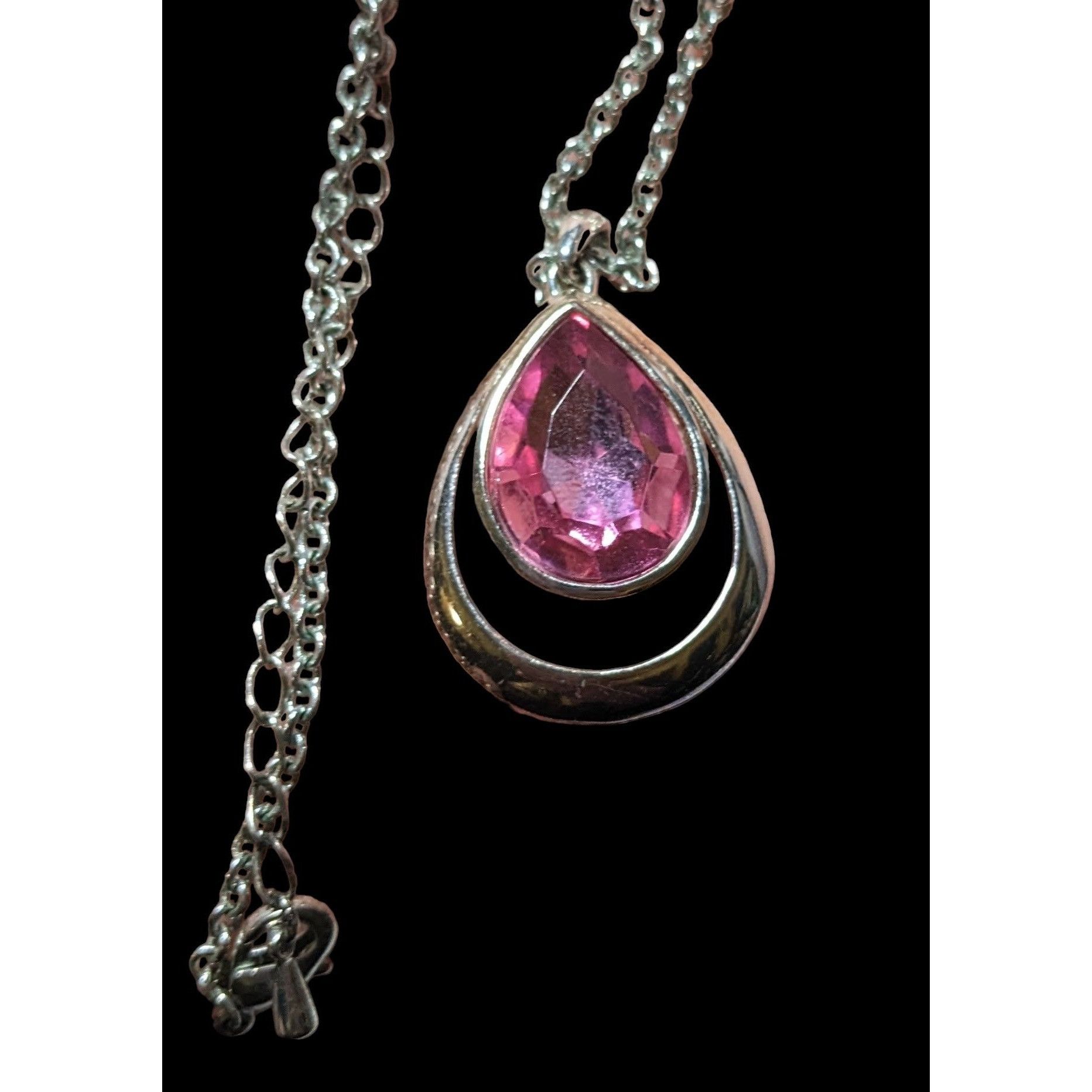 Other Coquette Pink Gemmed Teardrop Pendant Necklace Size ONE SIZE - 5 Thumbnail