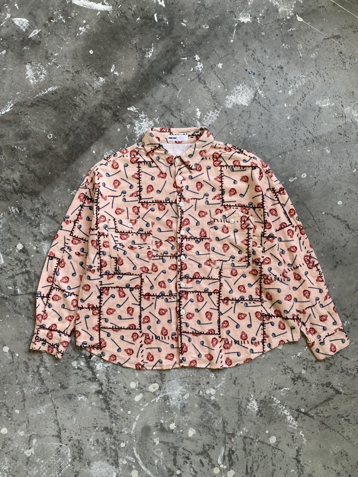 Ne-Net Vintage Ne-Net Monkey Motif Monogram Button Up Shirt Size US M / EU 48-50 / 2 - 2 Thumbnail