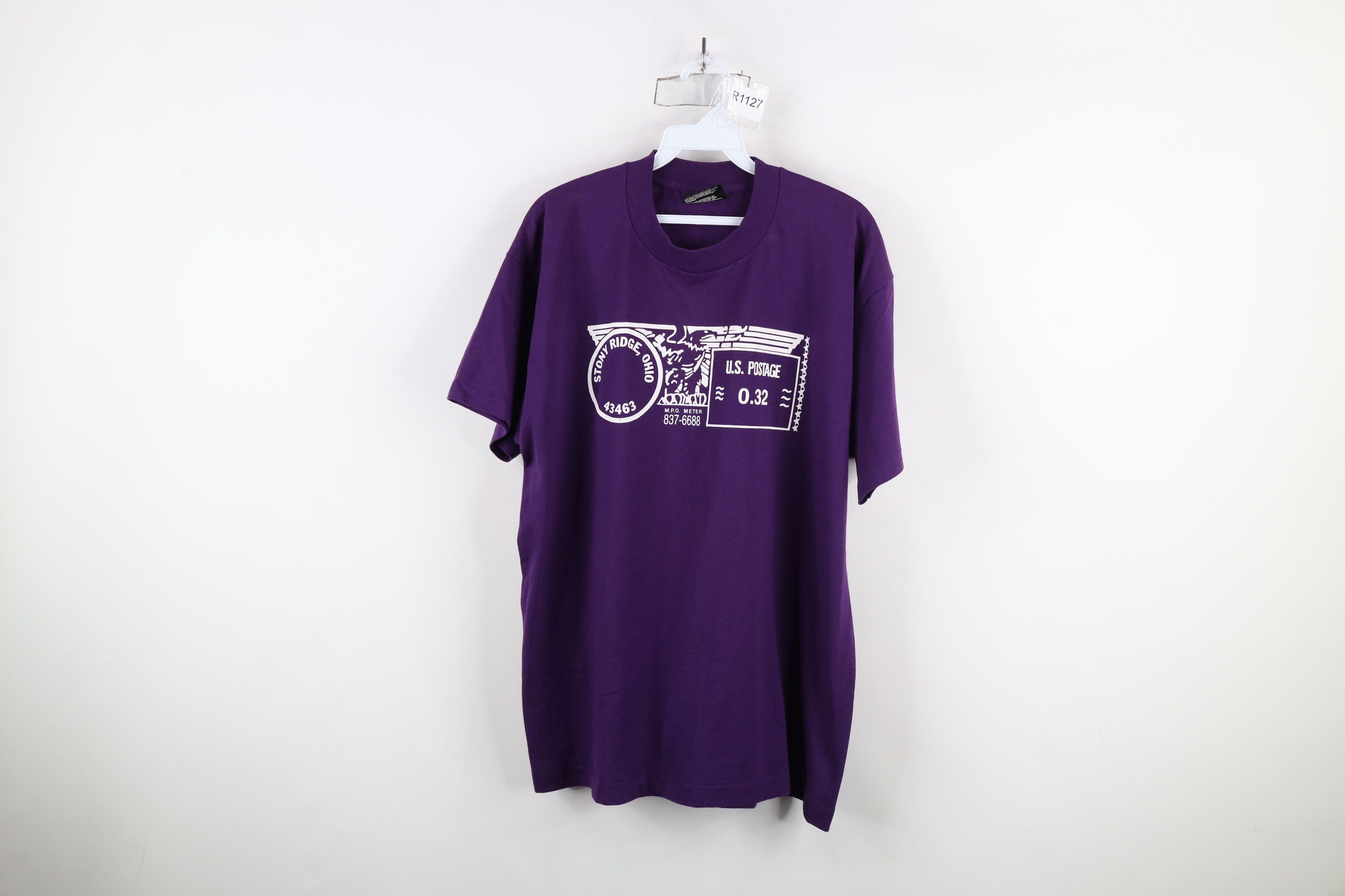 Vintage Vintage 90s Spell US Postage Stamp Ohio T-Shirt Purple USA Size US XL / EU 56 / 4 - 1 Thumbnail