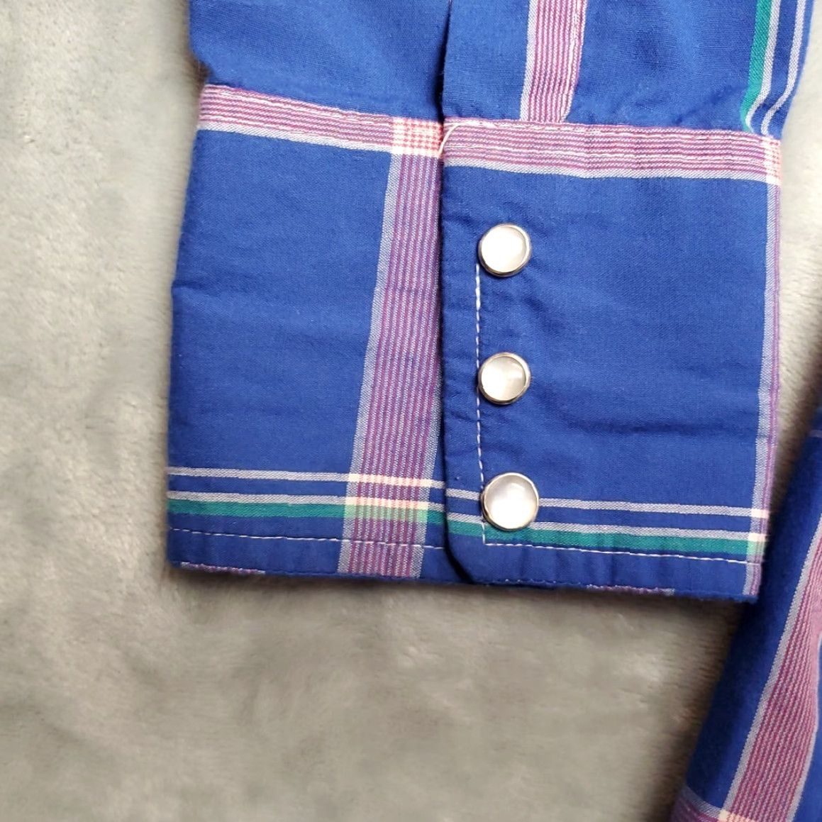 Wrangler VTG Wrangler Shirt Mens 17.5 x 35 Extra Long Tails Blue Plaid Pearl Snap Western Shirt Mens XS? Size US XXL / EU 58 / 5 - 7 Thumbnail