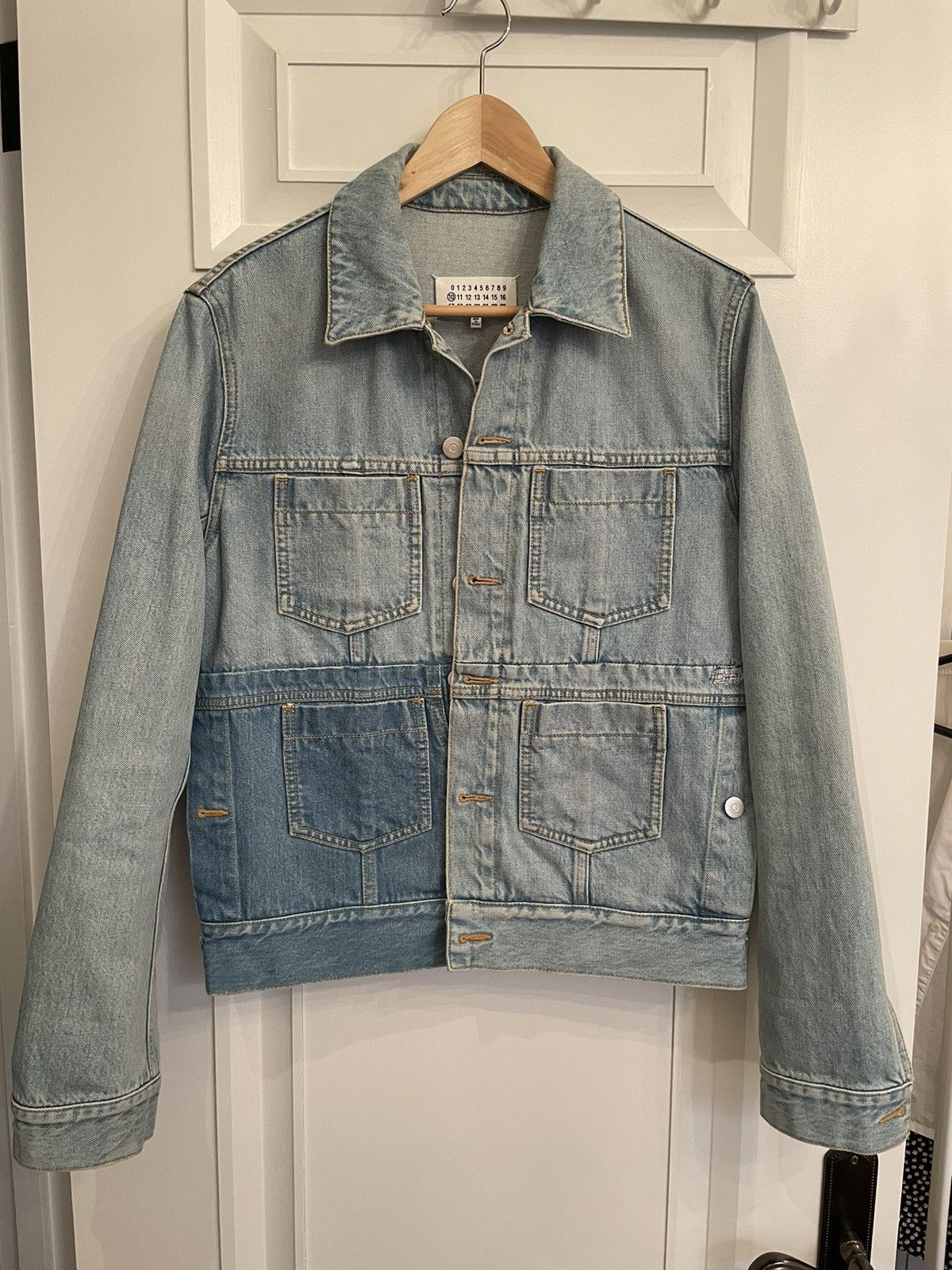 image of Maison Margiela Margiela Washed Denim Jacket in Blue, Men's (Size Small)