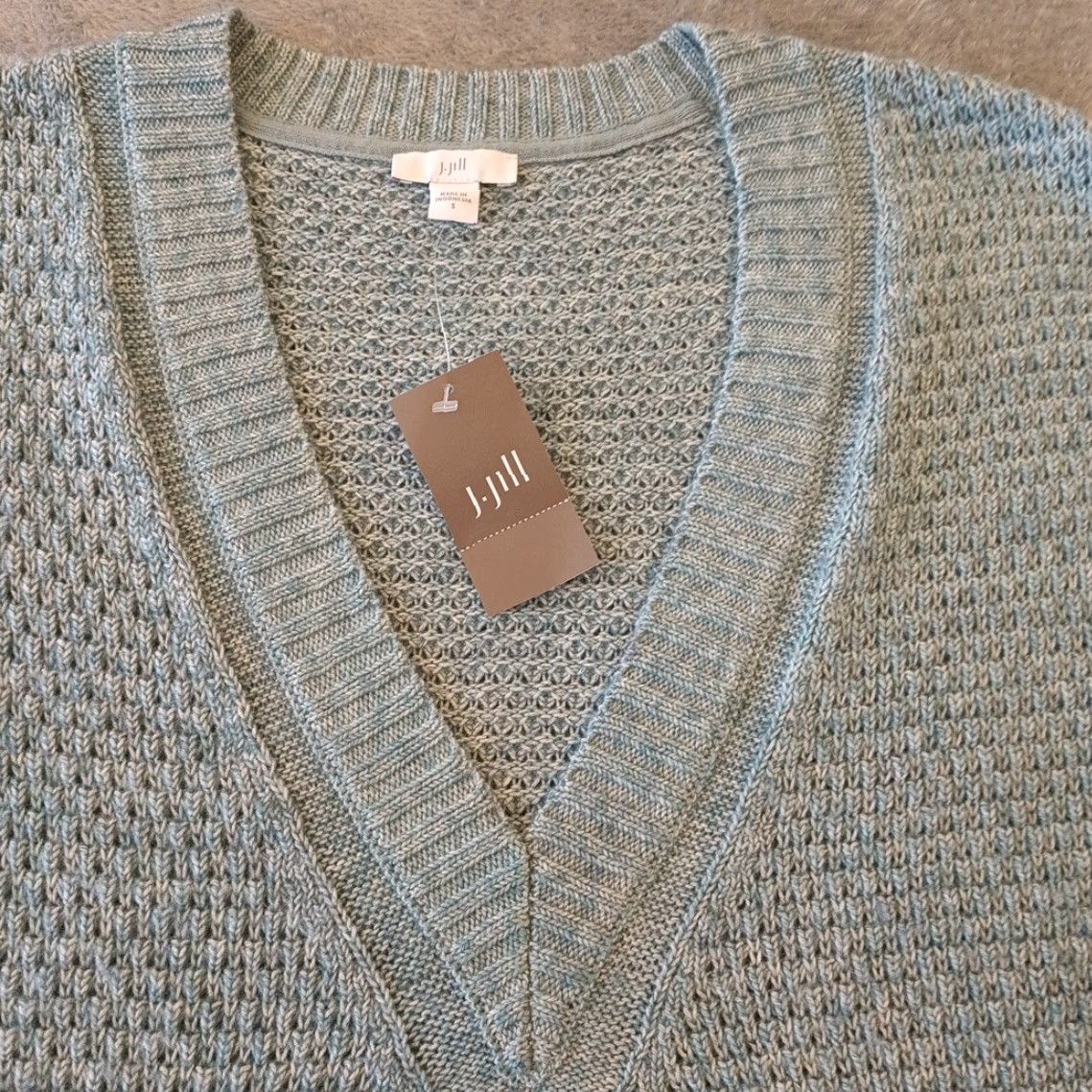 J. Jill J. Jill Sweater Vest Womens Small Blue V-Neck Cotton Blend New Size S / US 4 / IT 40 - 3 Thumbnail