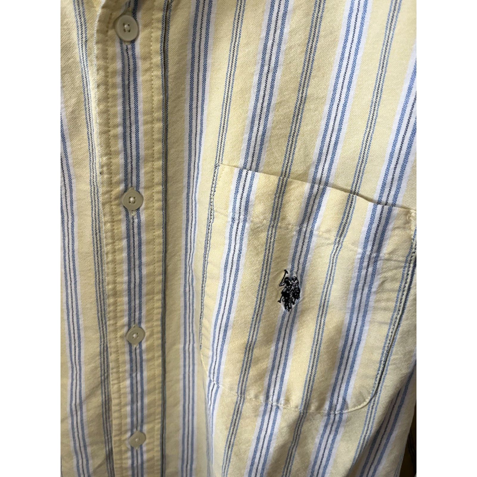 Vintage US Polo Assn. Button Down Shirt Men Medium Yellow Striped Classic Casual Long Sleeve Size US M / EU 48-50 / 2 - 4 Thumbnail