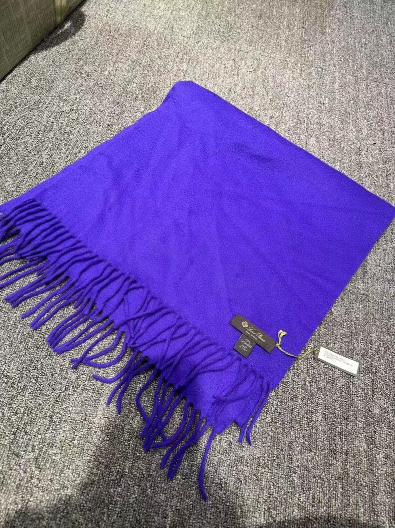 Loro Piana LORO PIANA Purple tasselled cashmere scarf Size ONE SIZE - 1 Thumbnail
