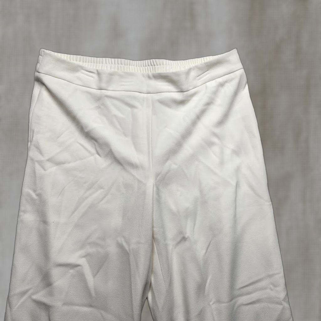 Coldwater Creek VINTAGE Coldwater Creek Pants Wide Leg Adult Regular L Ivory Solid Knit Polyester Cotton Pull On 30 In Inseam Summer Spring Fall Athleisure Womens Size 36" / US 14 / IT 50 - 1 Thumbnail