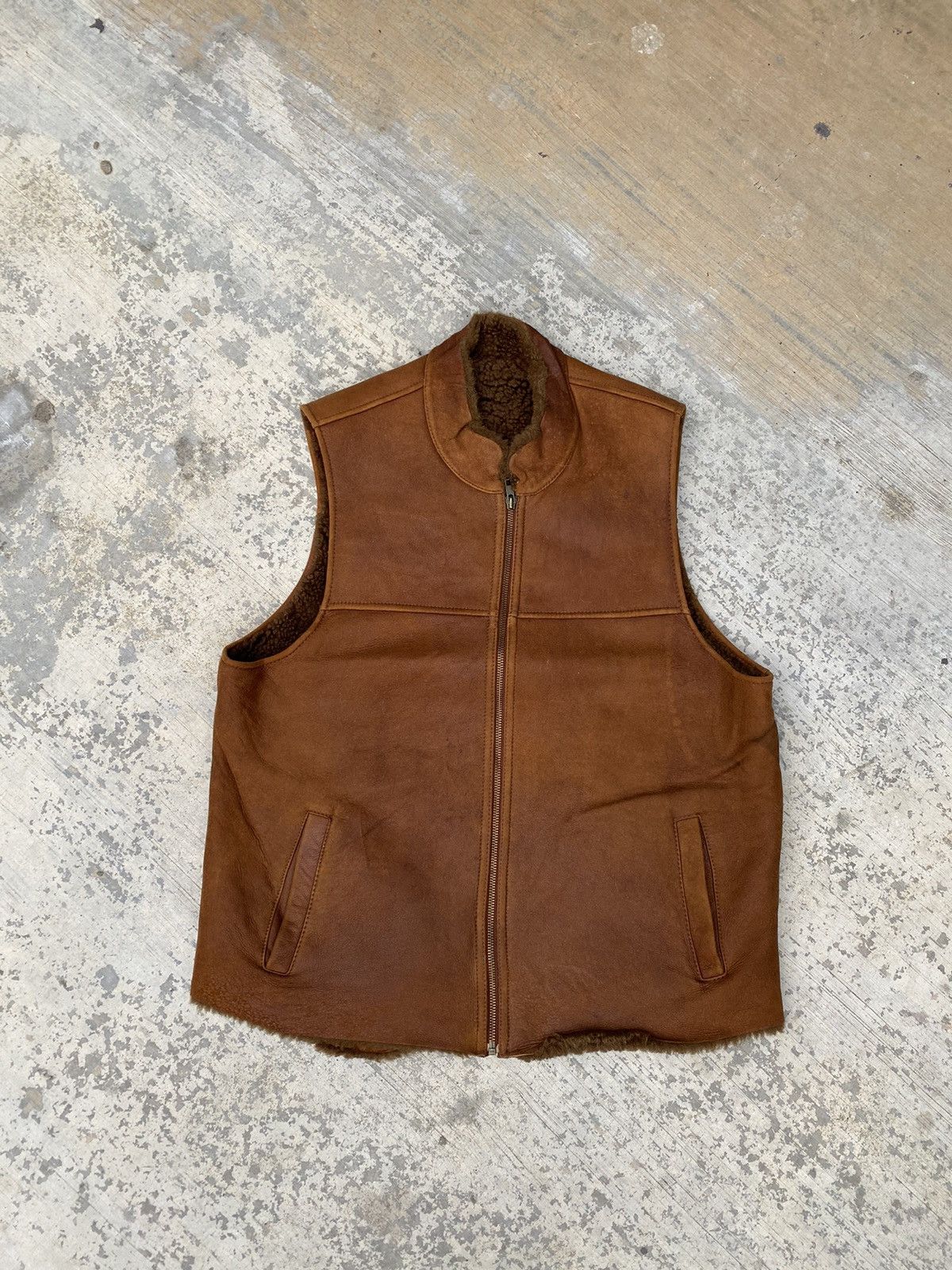 Japanese Brand Grevary craft by uomo colection sherpa leather vest Size US L / EU 52-54 / 3 - 1 Thumbnail