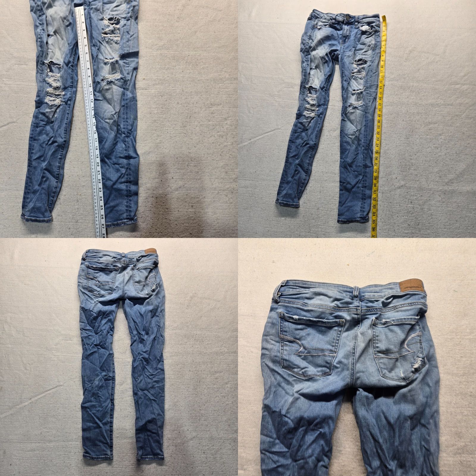 American Eagle Outfitters American Eagle Outfitters Jeans Jegging Super Stretch X Blue Denim Pants Destroyed Womens 2 Size 26" / US 2 / IT 38 - 8 Thumbnail