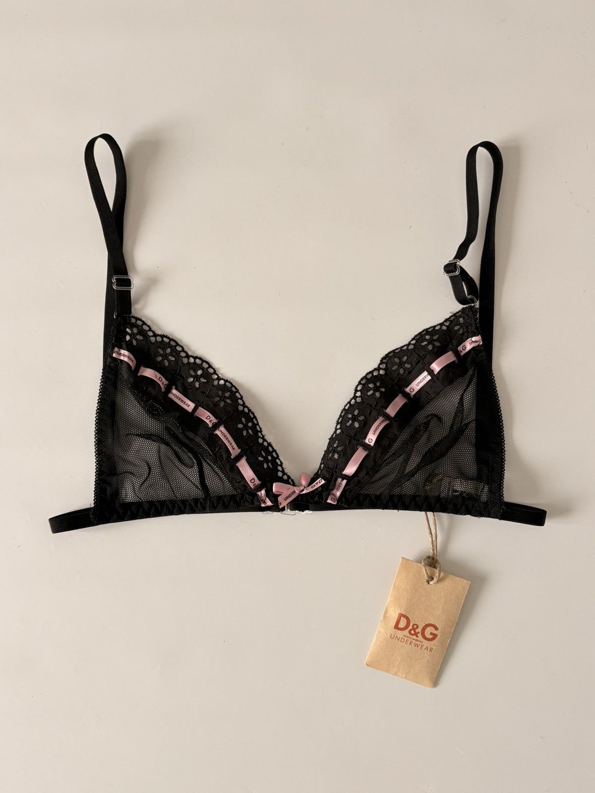 Dolce & Gabbana DOLCE & GABBANA underwear black bralette sheer mesh bra 75C Size ONE SIZE - 1 Thumbnail
