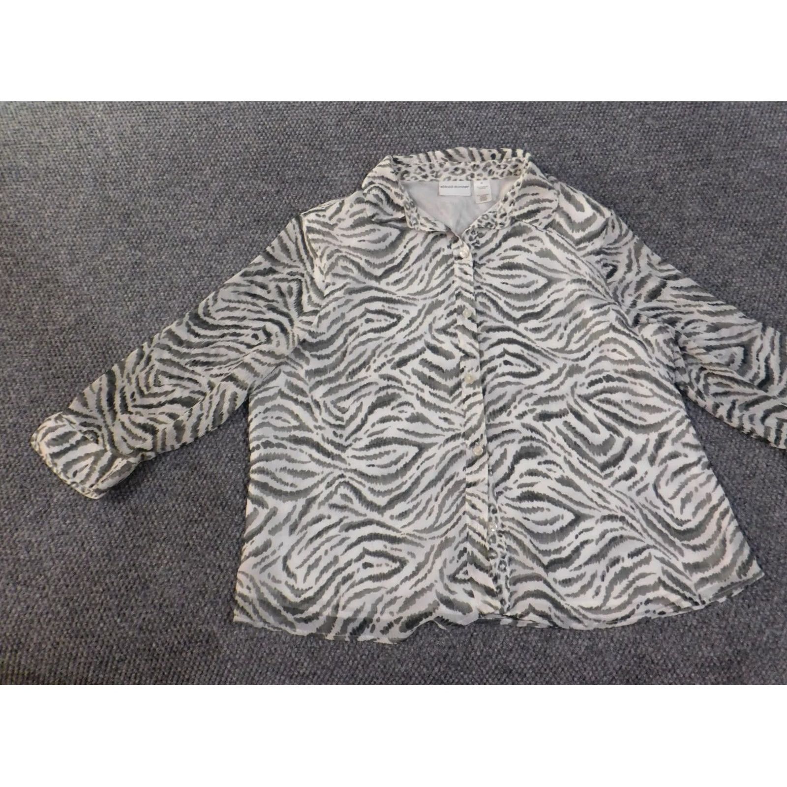 Vintage Alfred Dunner Button-Up Shirt Women 20 Plus Gray Geometric Lined Polyester Casual Long Sleeve Size 3XL / US 20-22 - 3 Thumbnail