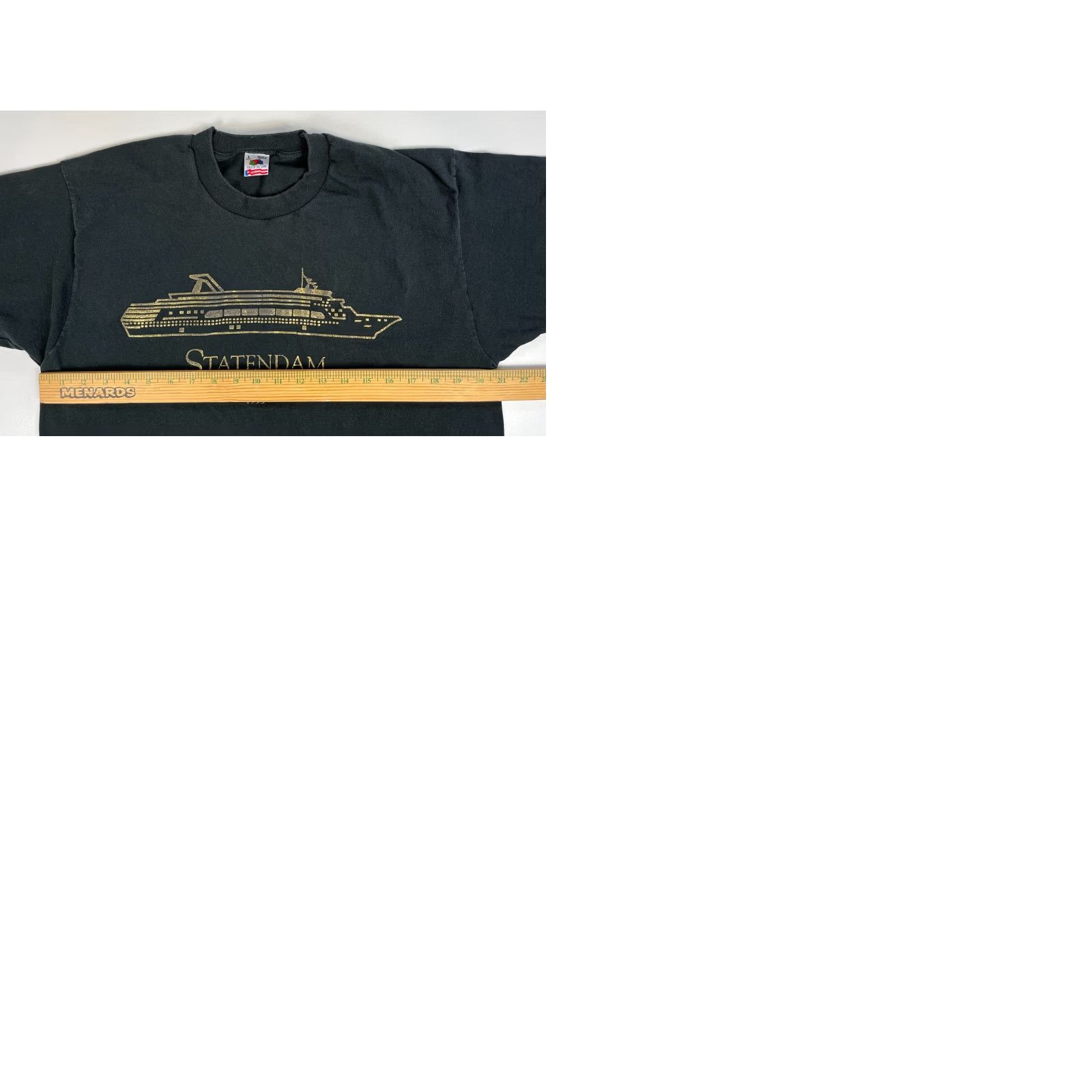 Fruit Of The Loom VINTAGE Statendam Inaugural Year 1993 Unisex Adult Vintage T-Shirt Fruit of the Loom Made in USA Sz L Black 90s Cruise ship Shirt Mens Size US L / EU 52-54 / 3 - 9 Thumbnail