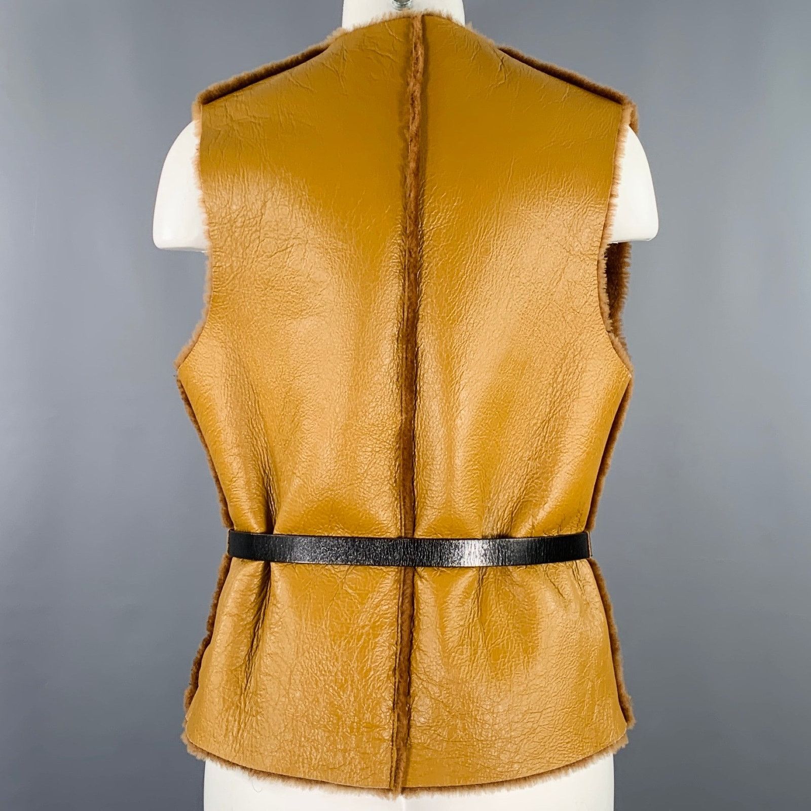 Other DIEGO BINETTI Size M Tan Leather Sheepskin Vest Size M / US 6-8 / IT 42-44 - 3 Thumbnail