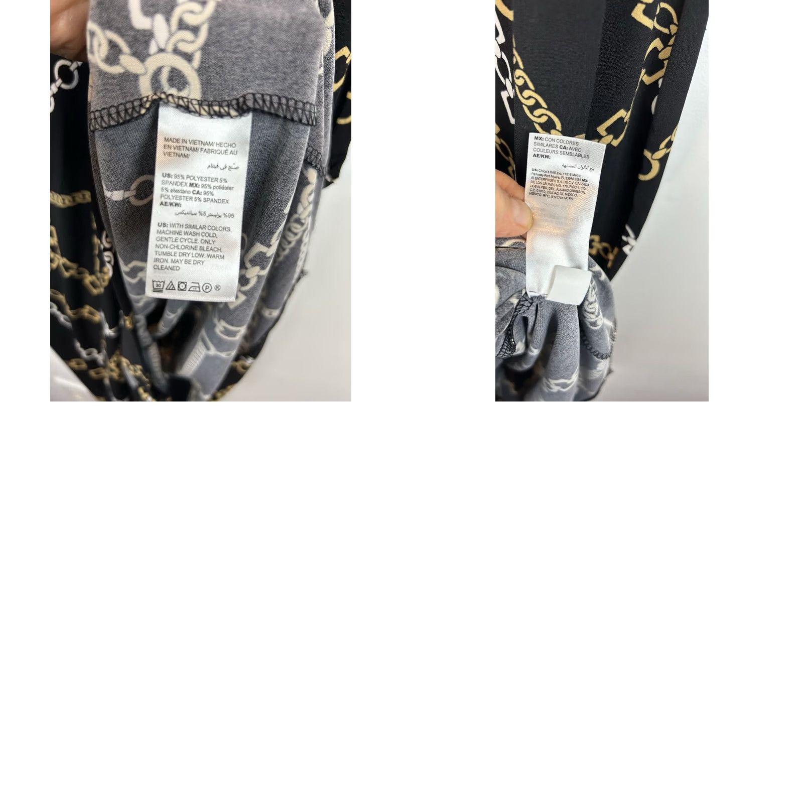 Vintage Chico's Chain Print Midi Dress Womans Small Black Faux Wrap Stretch Equestrian Old Money Dress Size S / US 4 / IT 40 - 8 Thumbnail