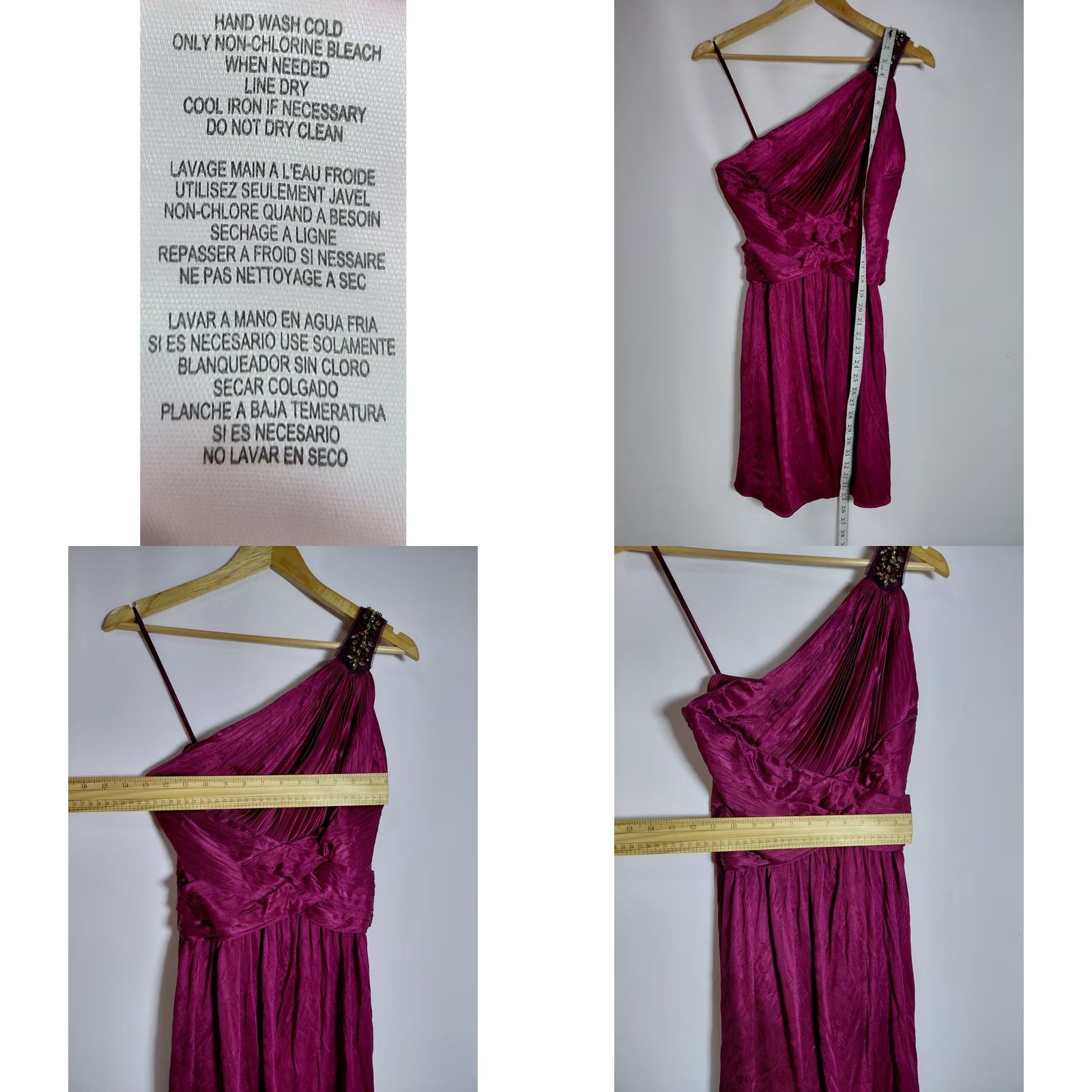 Bcbgmaxazria BCBGMAXAZRIA One Shoulder Dress Pink Solid Sleeveless Short Women Size S Size 28" / US 6 / IT 42 - 8 Thumbnail