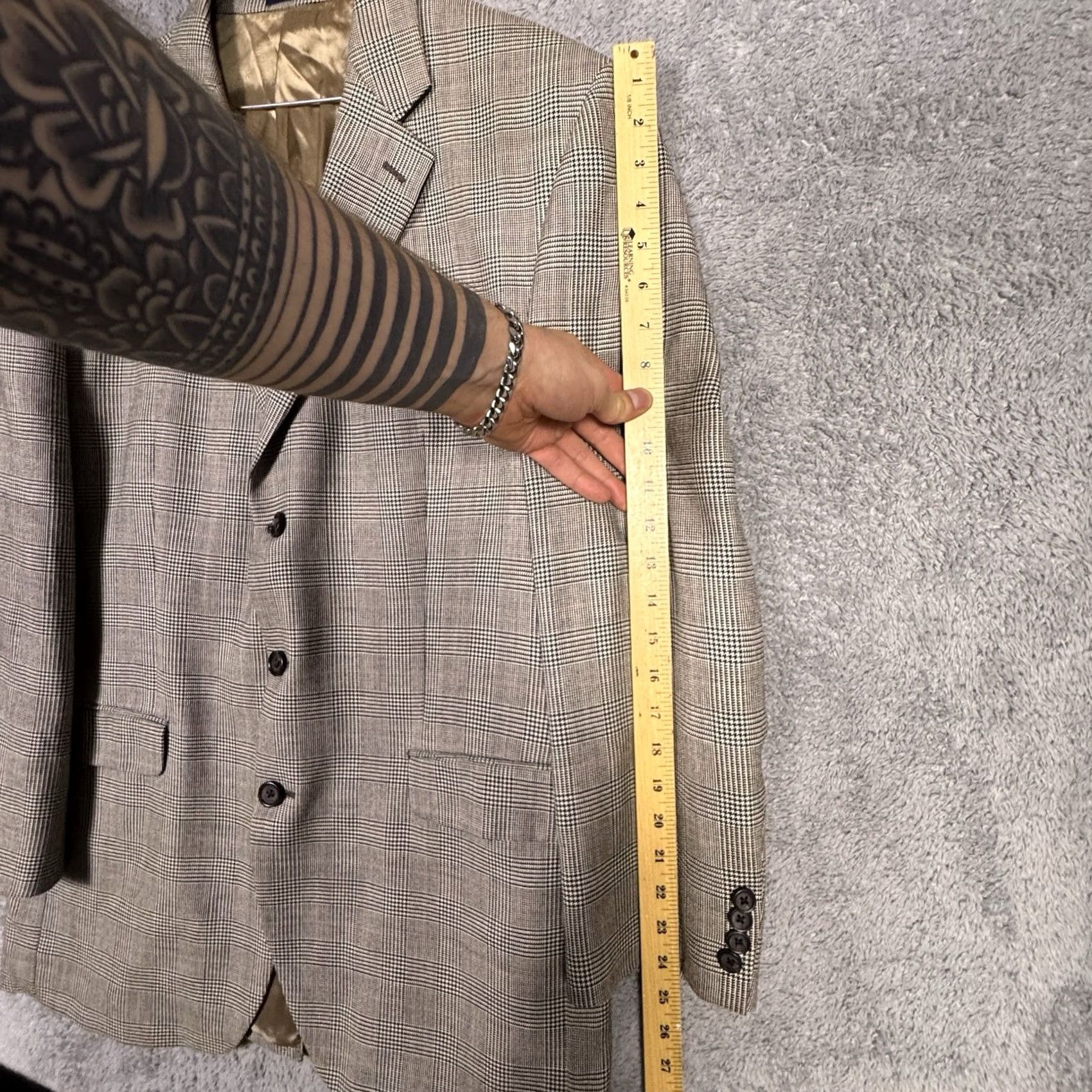 Ralph Lauren VINTAGE Ralph Lauren Blazer Men 44L Silk Wool Glen Check Houndstooth Suit Jacket 3Button Size 44R - 4 Thumbnail