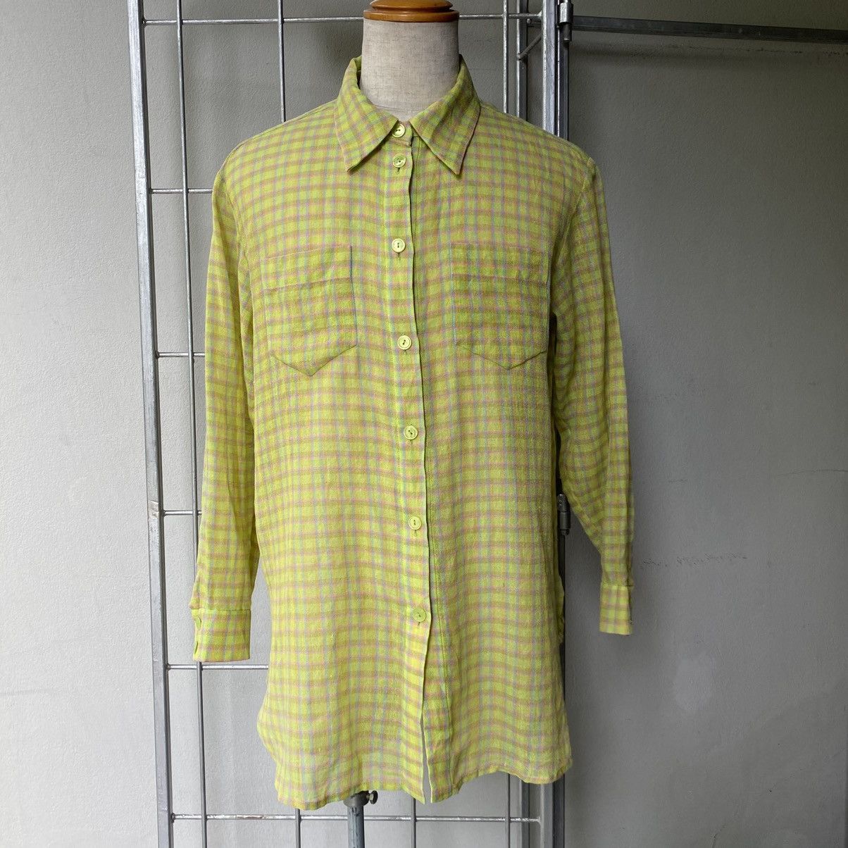 Chloe Chloe Yellow Green Plaid Button-Up Shirt Size M / US 6-8 / IT 42-44 - 16 Thumbnail