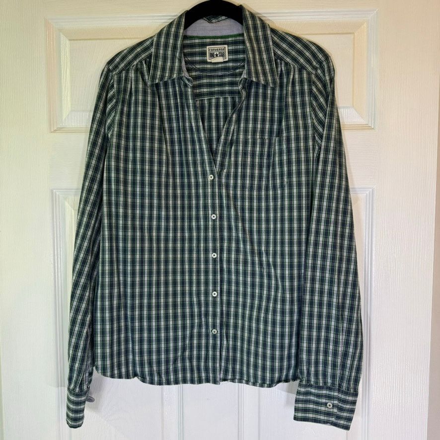 Converse Converse One Star Men's Plaid Shirt Green Navy 100% Cotton L Size US L / EU 52-54 / 3 - 2 Thumbnail