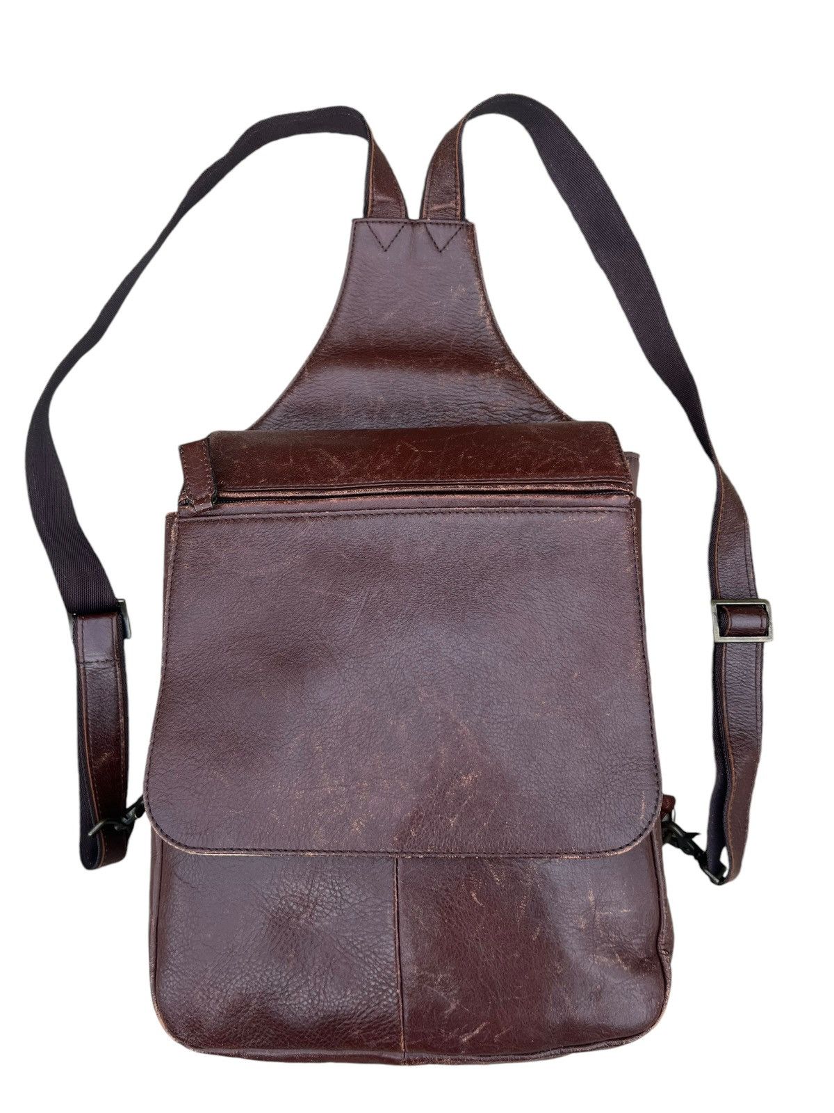 Leather Vintage HW Design Japan Hybrid Nylon Patina Leather Backpack Size ONE SIZE - 7 Thumbnail
