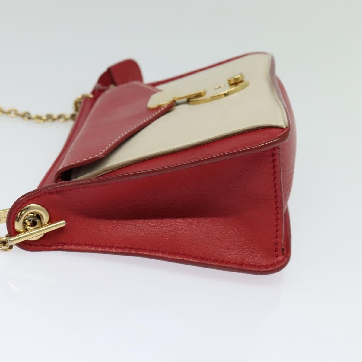 Celine CELINE Chain Shoulder Bag Leather Red Gold Size ONE SIZE - 4 Thumbnail