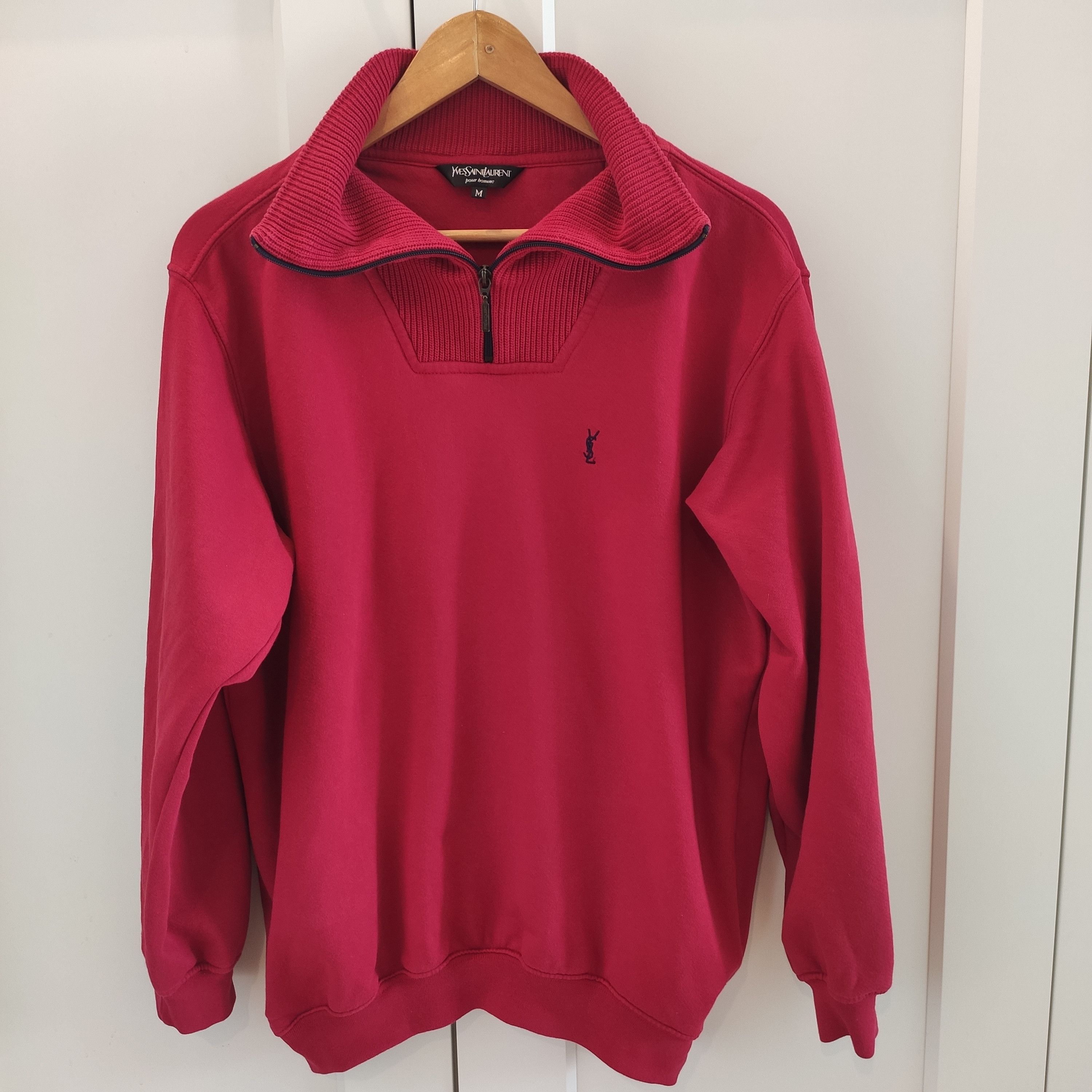 image of Saint Laurent Paris x YSL Pour Homme YVES Saint Laurent Sweatshirt in Red, Men's (Size Medium)