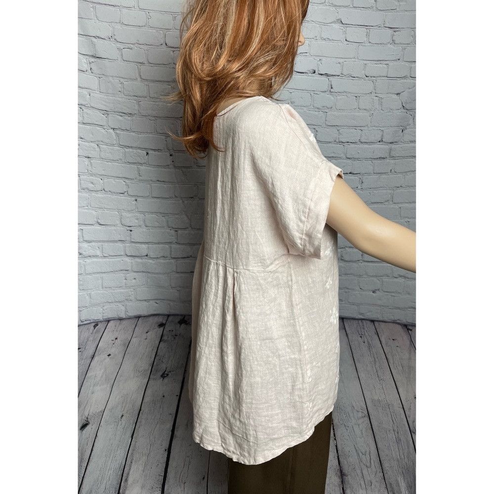 Other NWT New Terzo Millennio Pink Embroidered Linen Top Made in Size S / US 4 / IT 40 - 2 Thumbnail