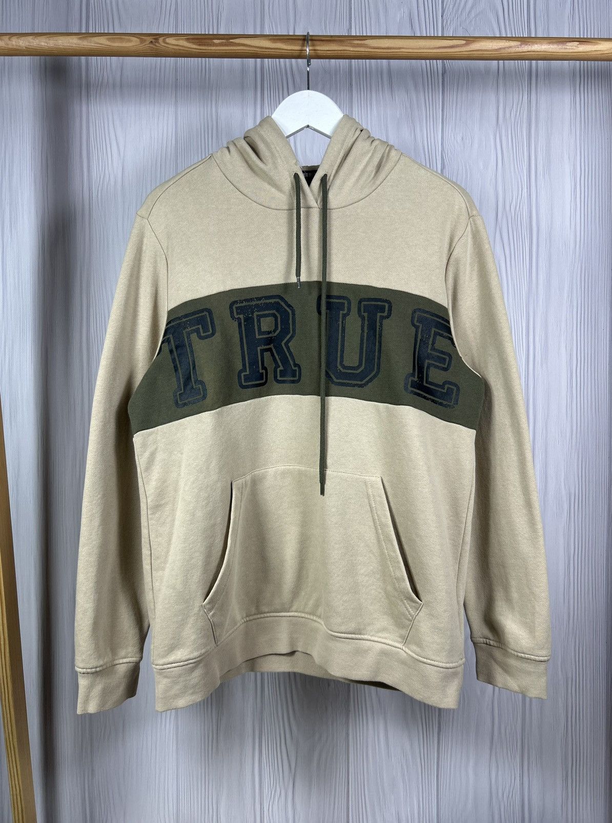 True Religion Contrast Panel Big Logo Hoodie Size S Hype