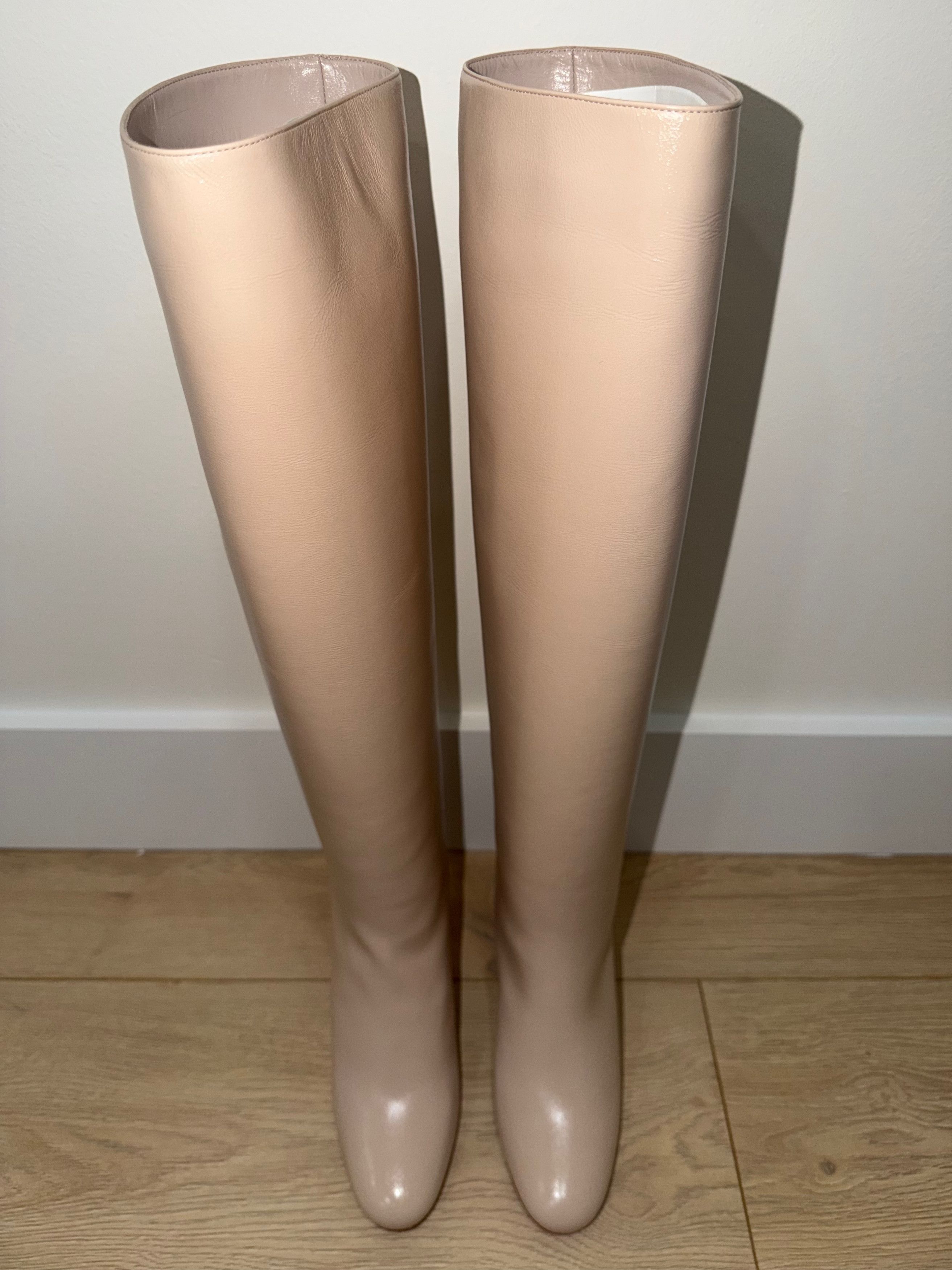Christian Louboutin Janitta 85 Pearl Beige Sugar Leather Knee High Heel Boot 37 Size US 7 / IT 37 - 20 Thumbnail