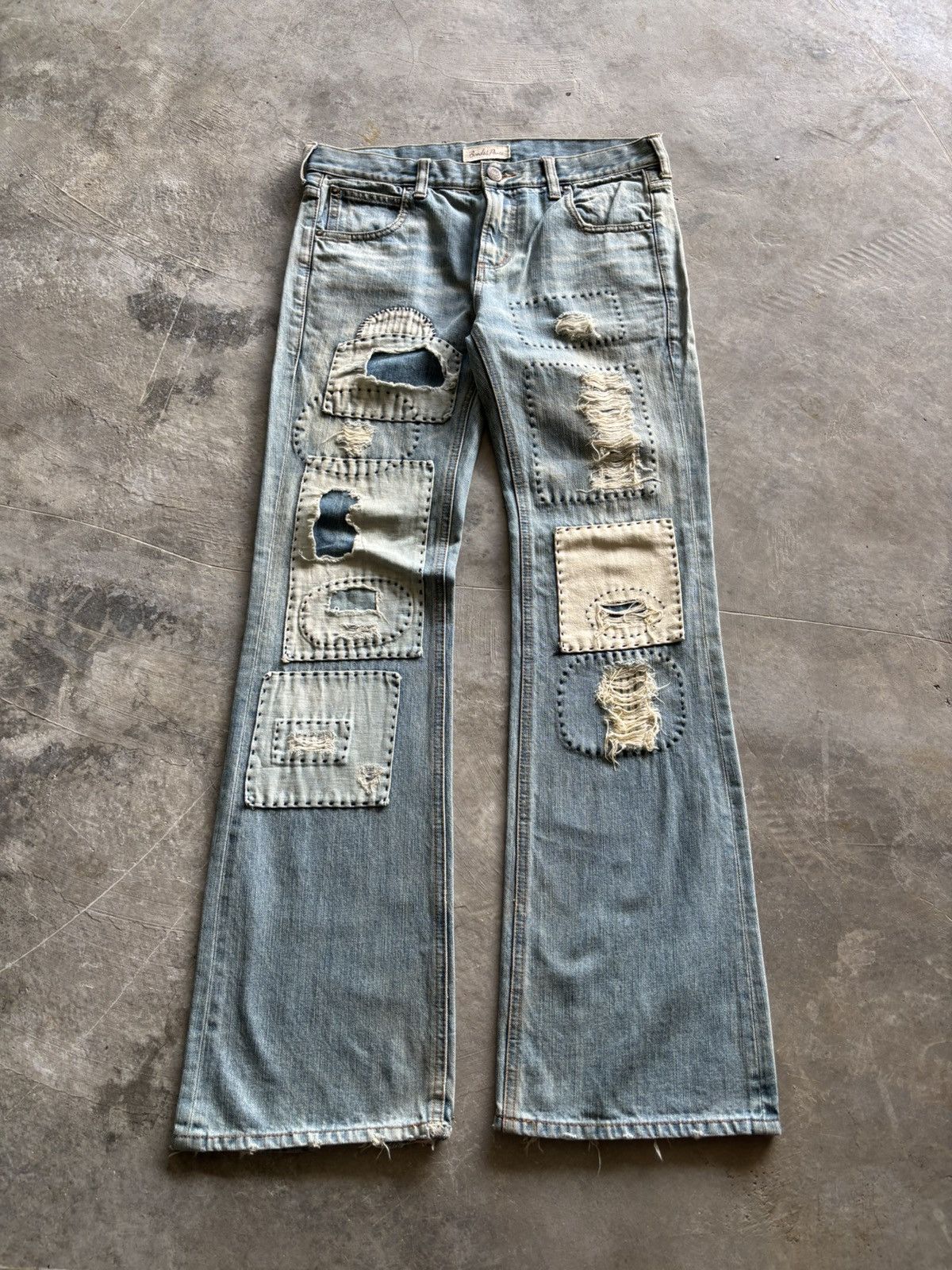 If Six Was Nine distressed flare patchwork bonds & peace japanese punk Size US 34 / EU 50 - 1 Thumbnail