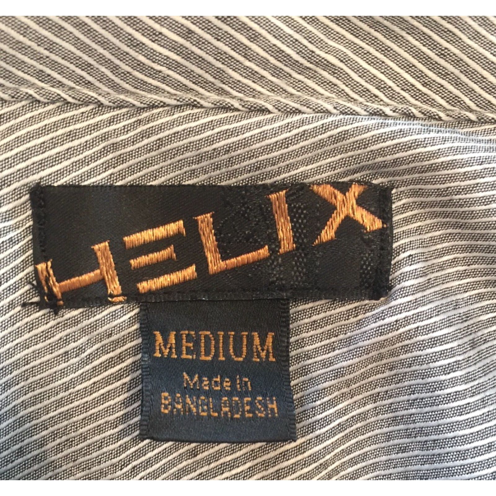 Vintage Helix Mens Button-Up Shirt L/S Striped Gray Cotton Blend Pockets Regular Medium B359 Size US M / EU 48-50 / 2 - 3 Thumbnail