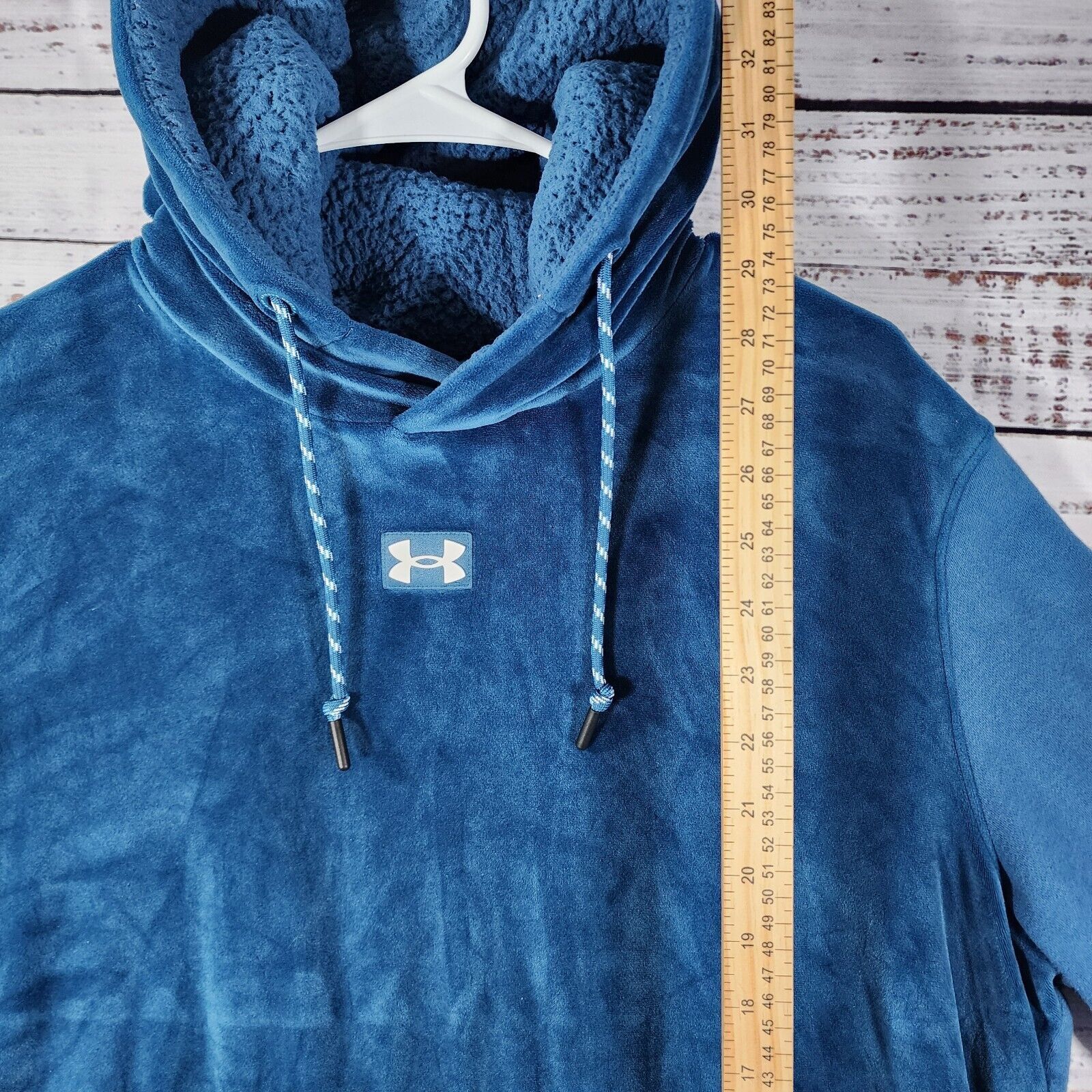 Under Armour UA Mens Journey Hoodie Velour LG Blue Fleece Pullover Rare Size US L / EU 52-54 / 3 - 8 Thumbnail