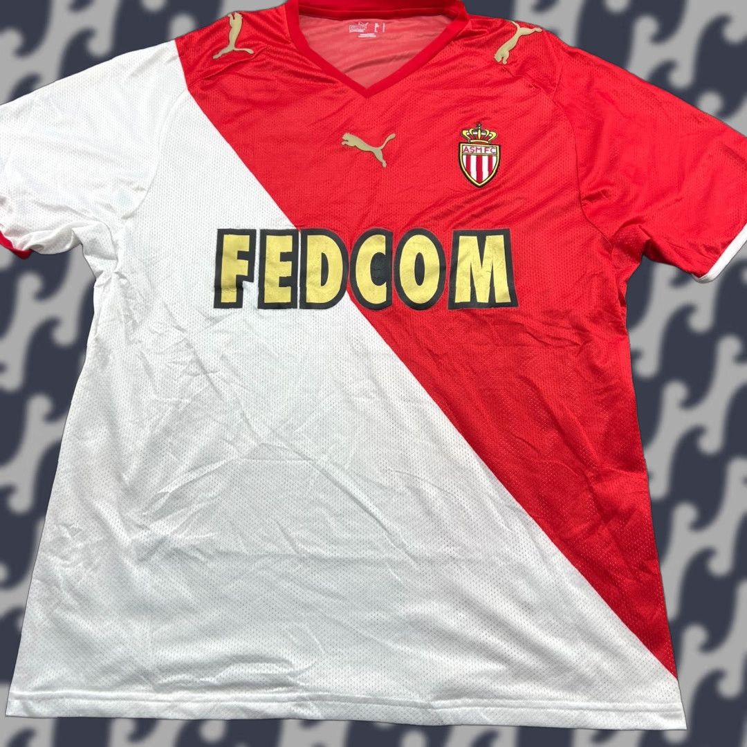Puma PUMA Monaco 2008 2009 Home Football Jersey Shirt Mens L Multicolor Short Sleeve Pullover Round Neck Quick Dry Soccer Shirt Size US L / EU 52-54 / 3 - 1 Thumbnail