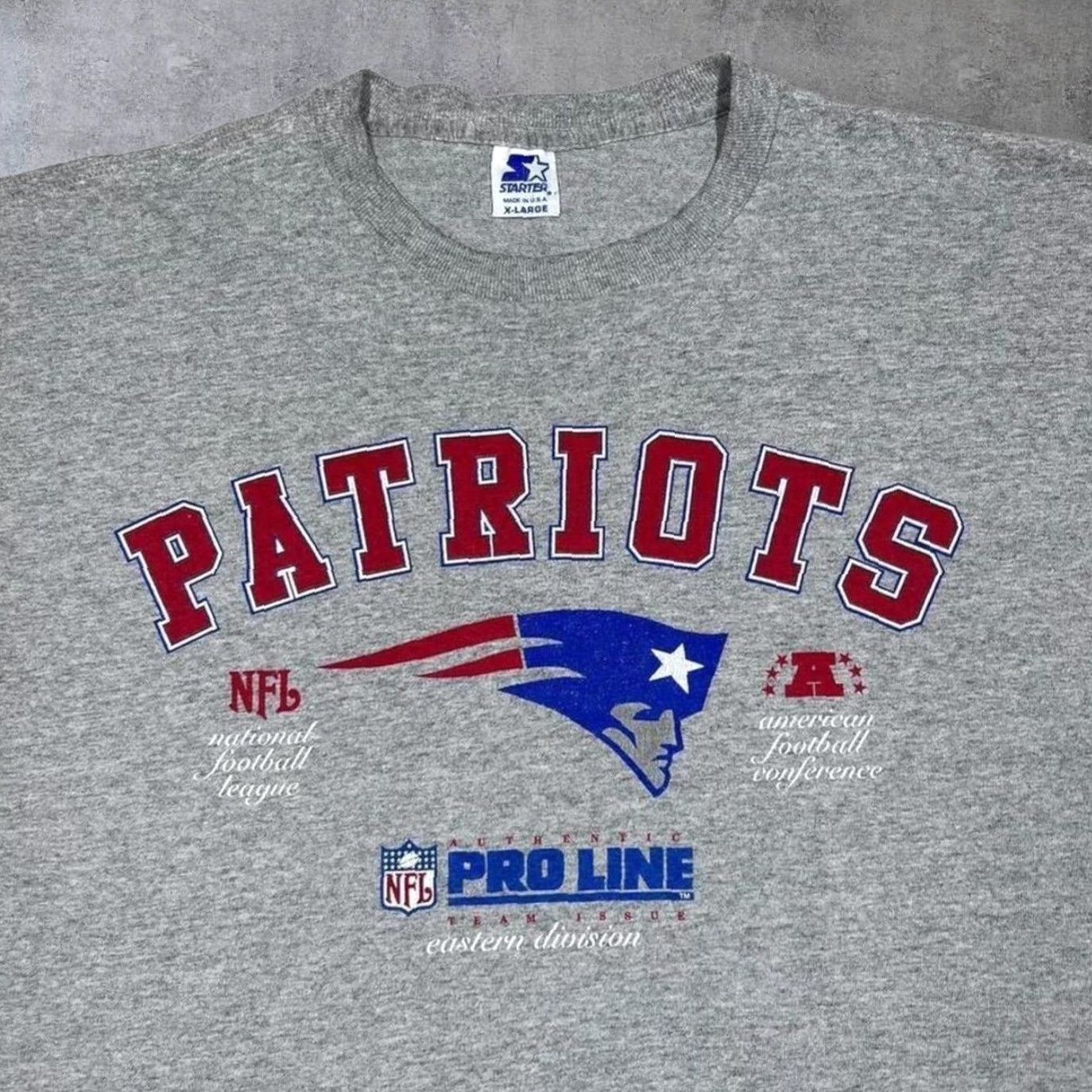 Starter VINTAGE NFL Pro Line New England Patriots T-Shirt XL Grey Mens Football Graphic Single Stitch 90s Authentic Starter Size US XL / EU 56 / 4 - 2 Thumbnail