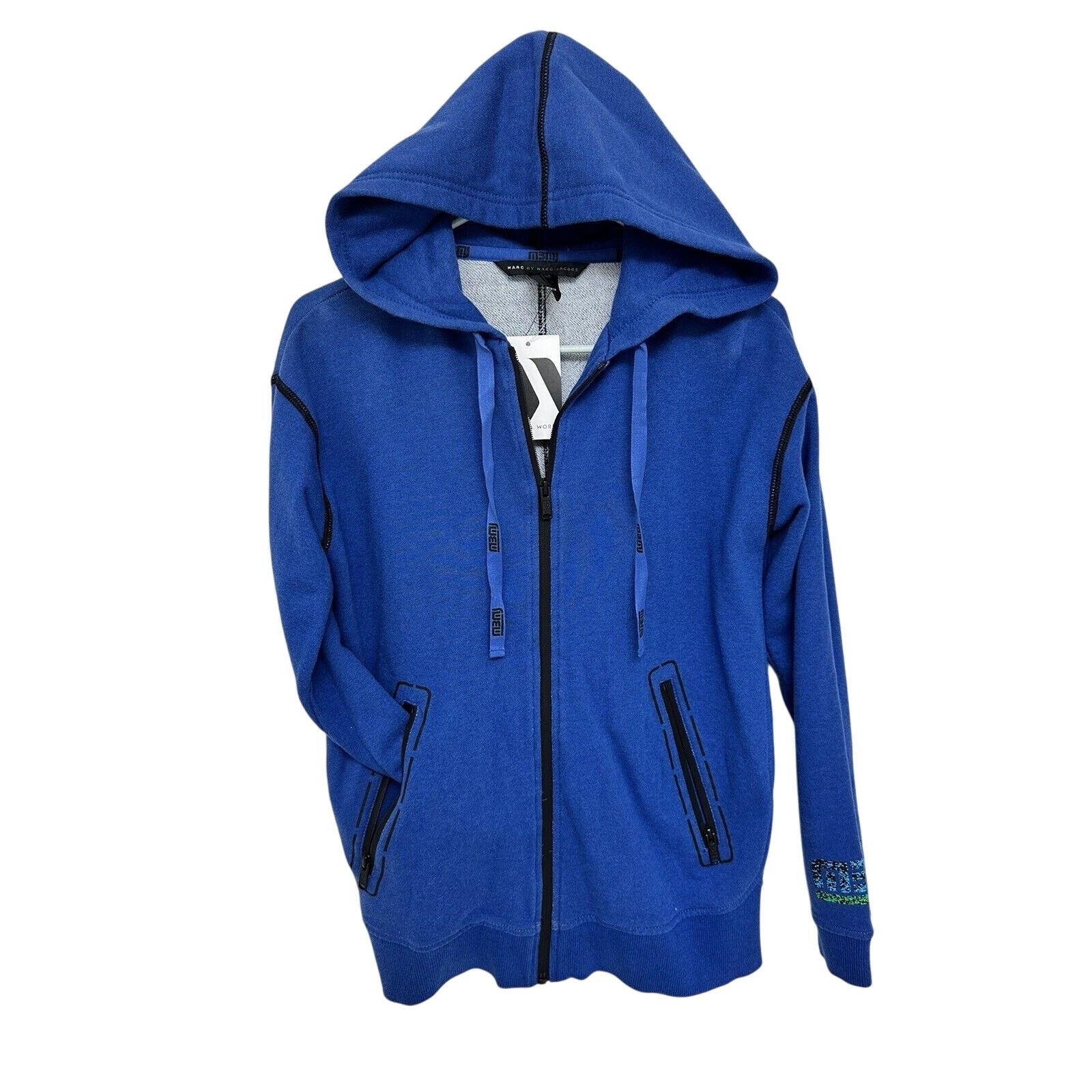 NEW Marc By Marc Jacobs Blue Zip Hoody Mens Small Sweatshirt