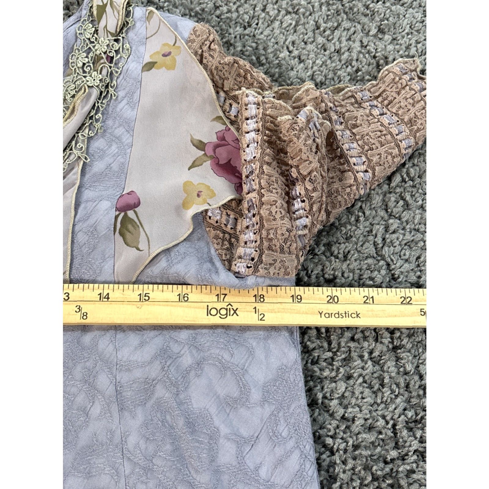 ALEXIS VTG Spencer Alexis Blouse Shirt Womens 10 Purple Floral Lace Boho Fairy 90s V-Neck Kimono Sleeve Chiffon Size L / US 10 / IT 46 - 3 Thumbnail
