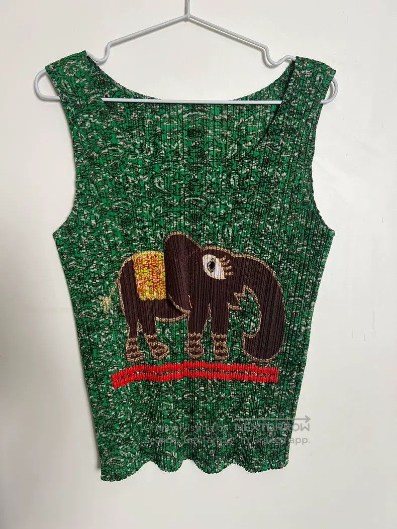 Issey Miyake Issey Miyake Green Elephant Earrings Sleeveless Vest Size L / US 10 / IT 46 - 8 Thumbnail