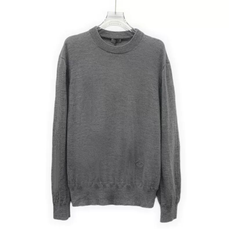 Dior Dior Gray CD letter embroidery cashmere round-neck long-sl Size US L / EU 52-54 / 3 - 1 Thumbnail