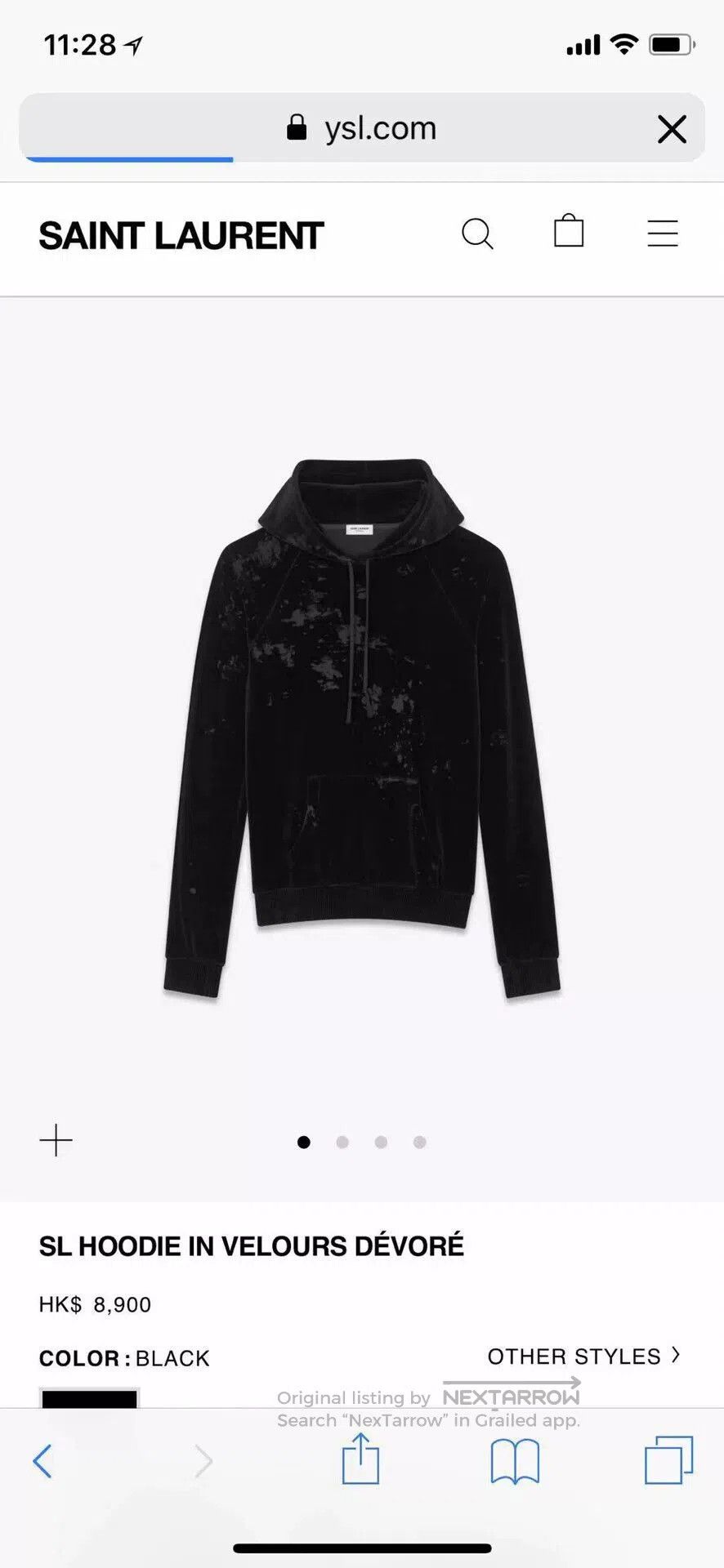 Yves Saint Laurent black velvet hoodie from Saint Laurent. Size US S / EU 44-46 / 1 - 4 Thumbnail