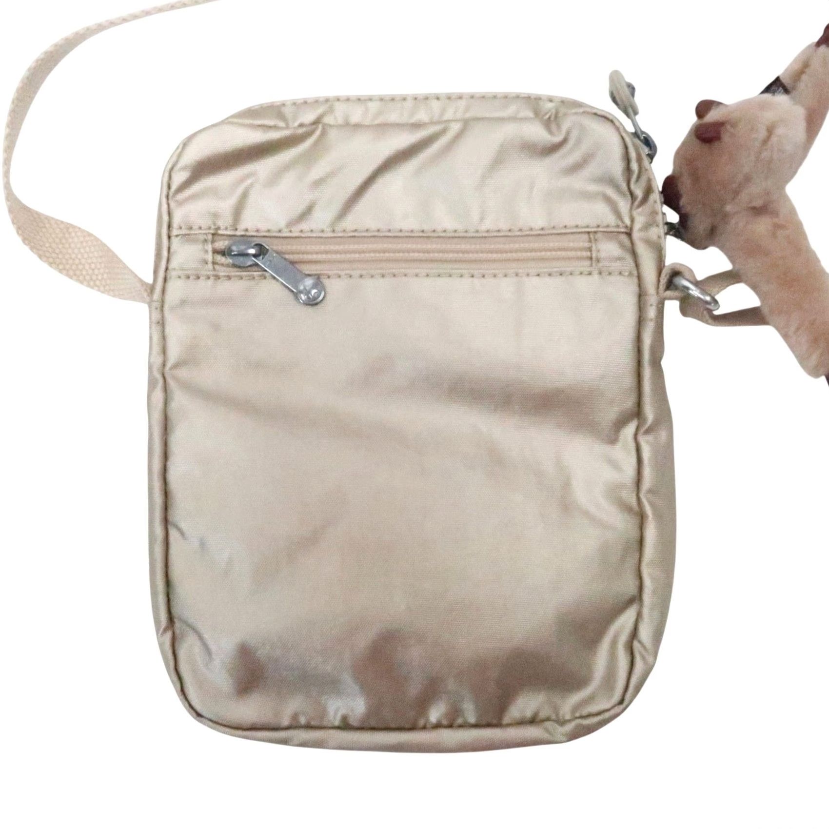 Vintage Kipling Crossbody Bag Gold Nylon Small Women Zip Purse w/ Gorilla Charm Keychain Size ONE SIZE - 4 Thumbnail