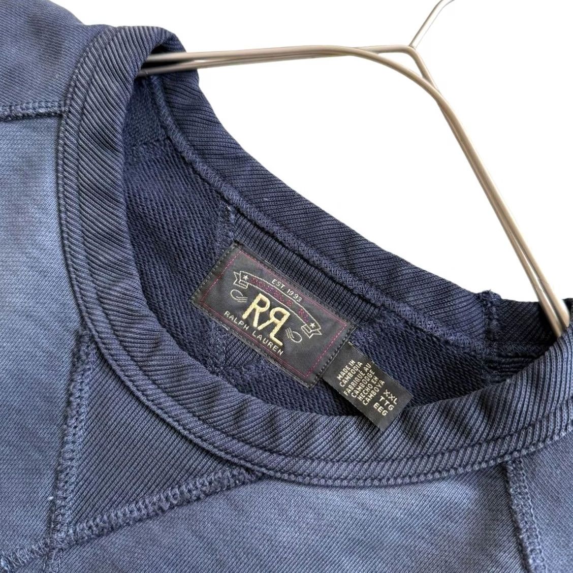 Ralph Lauren RRL RALPH LAUREN SWEATSHIRT SIZE 2XL NAVY GARMENT-DYED FRENCH TERRY USED MEN Size US XXL / EU 58 / 5 - 4 Thumbnail