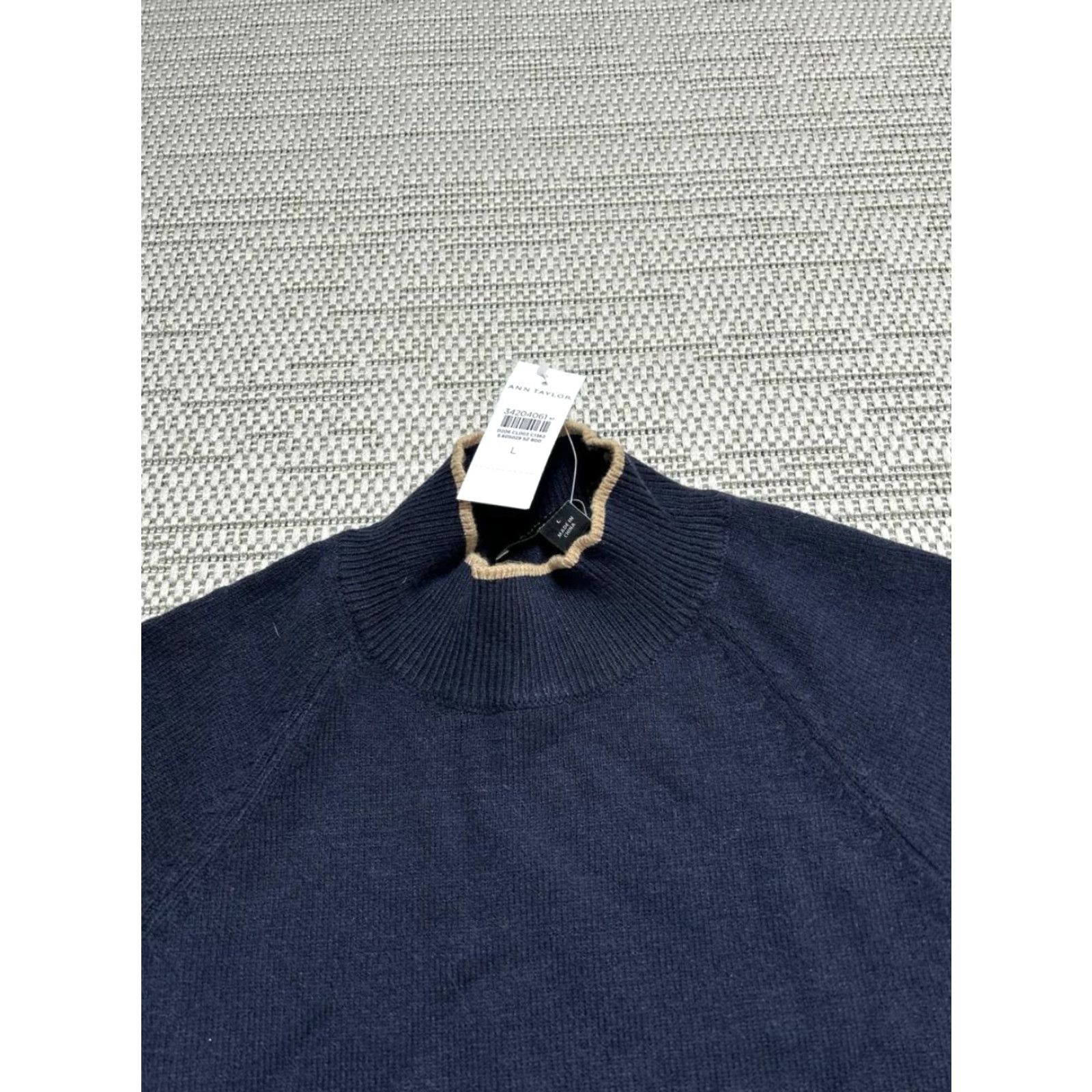 Ann Taylor Ann Taylor Sweater Women's Large Blue Raglan Sleeve Mock Neck Knit Pullover Winter Spring Casual Business Size L / US 10 / IT 46 - 3 Thumbnail
