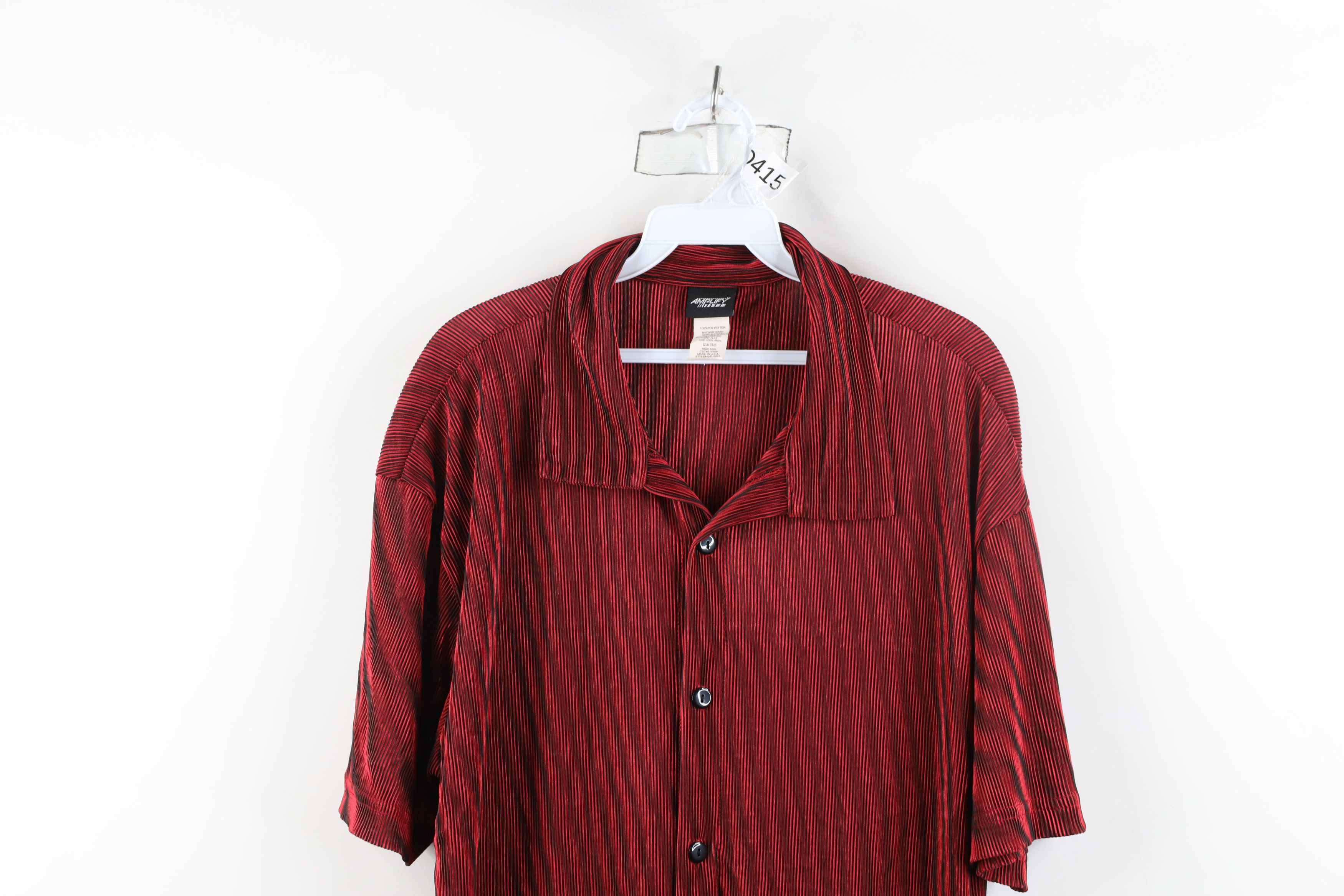 Vintage Vintage 90s Ribbed Knit Stretch Dance Rave Button Shirt USA Size US XL / EU 56 / 4 - 2 Thumbnail