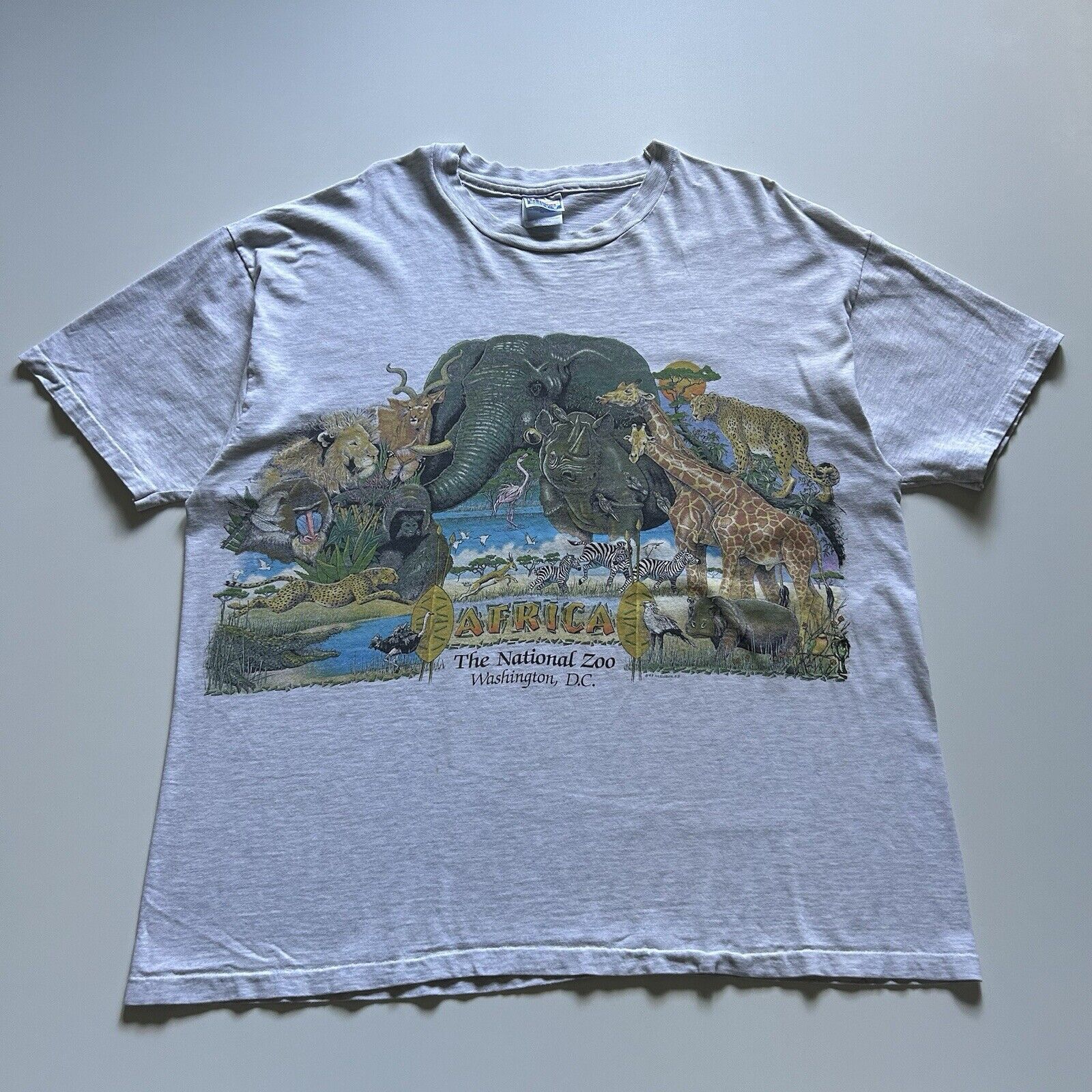 Hanes Vintage 90s Wildlife Africa Animal Art T Shirt XXL USA Made Size US XXL / EU 58 / 5 - 1 Thumbnail
