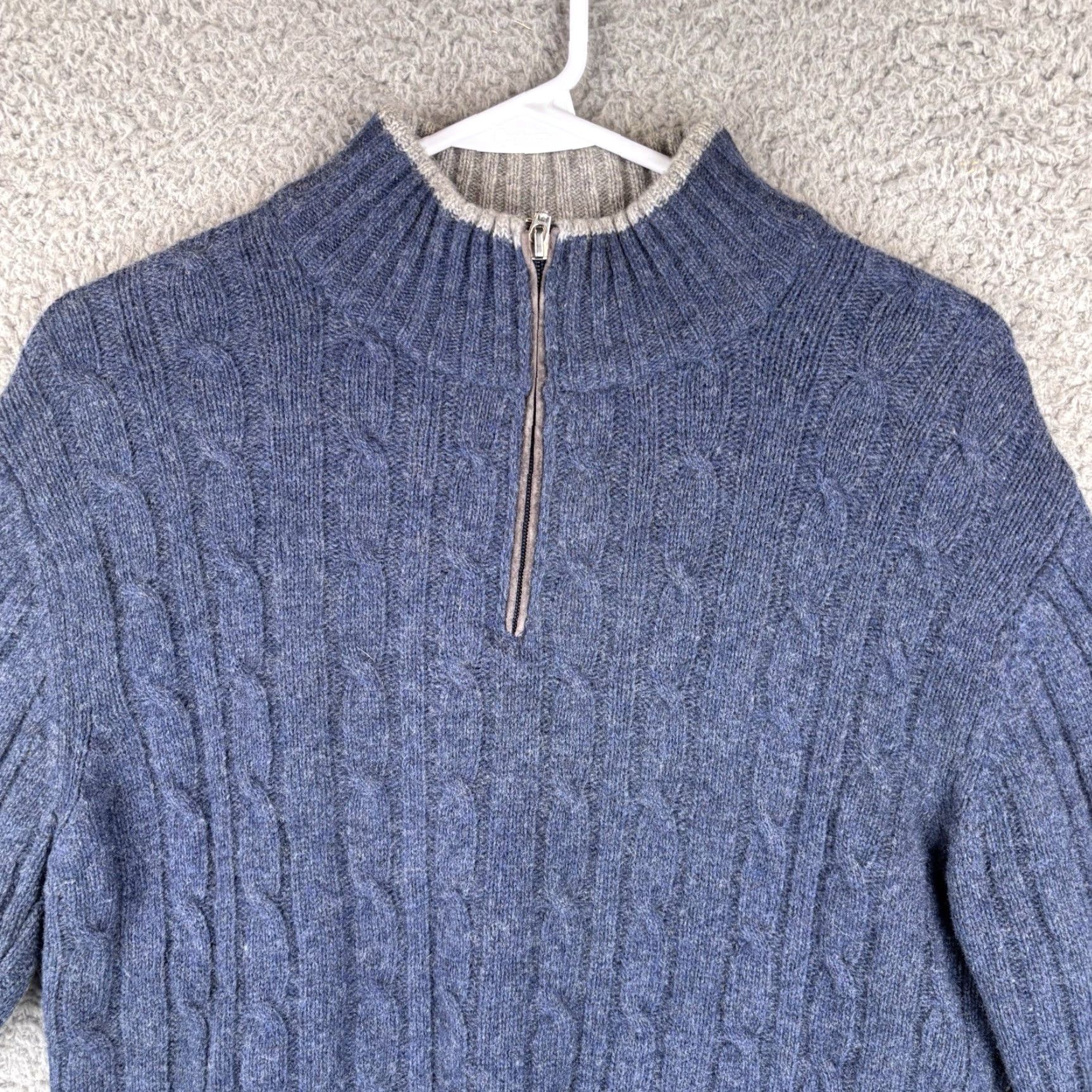 Vintage Daniele Blasi Sweater Mens Small Blue Wool 1/4 Zip Mock Neck Long Sleeve Solid Pullover Casual Winter Spring Italy Size US S / EU 44-46 / 1 - 2 Thumbnail