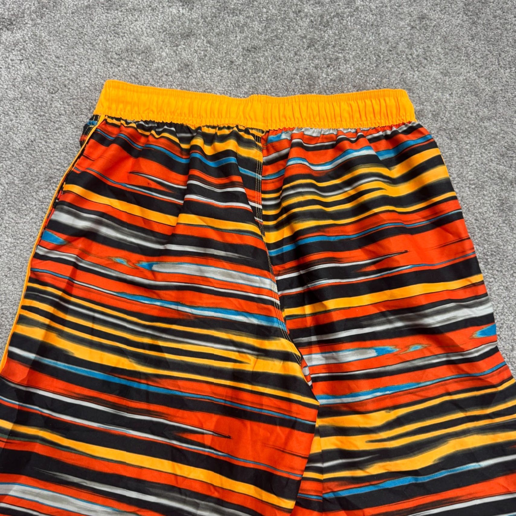 Nike Nike Swim Trunks Mens Small Orange Striped Bottoms Trunks Beach Swimwear Active Pockets Drawstring Polyester Blended Fabric Beach Mens Size US 29 - 4 Thumbnail