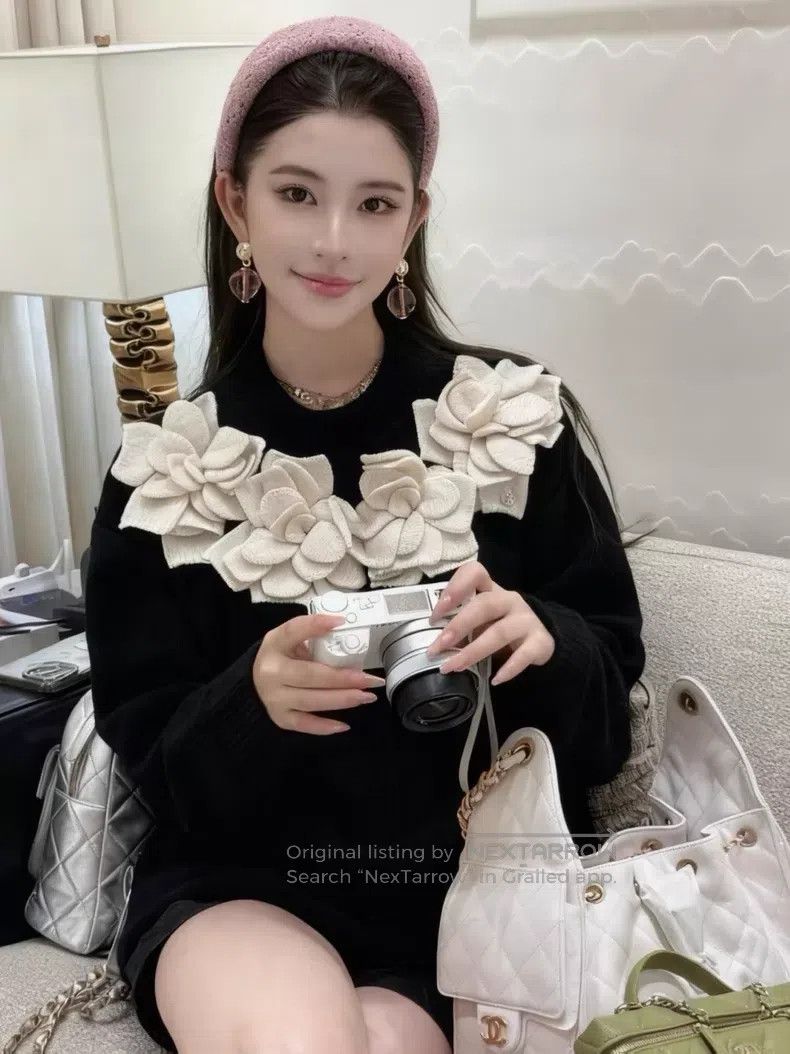Chanel Chanel Three-dimensional camellia collar long-sleeved dres Size XS / US 0-2 / IT 36-38 - 9 Thumbnail