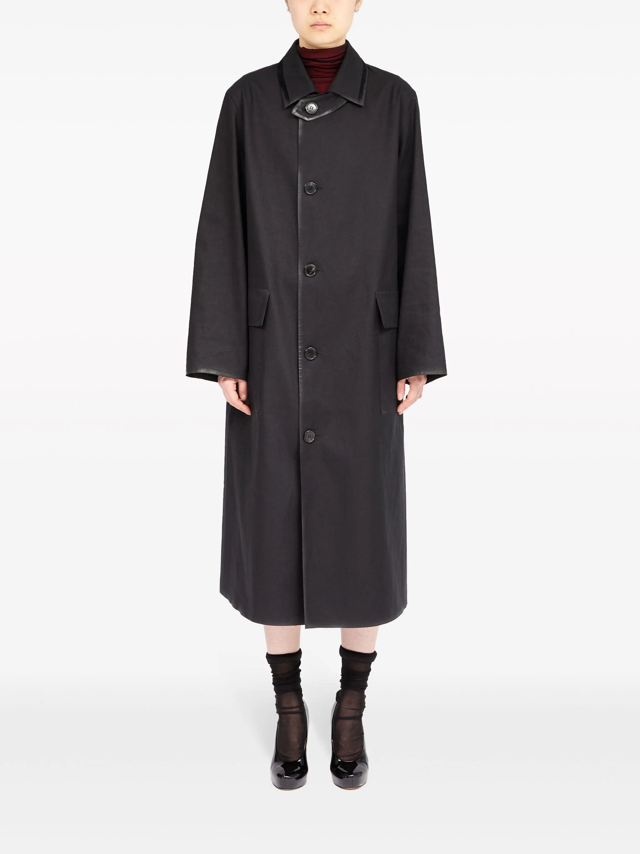 Maison Margiela o1s22i1n0724 Oversized Cotton Coat in Black Size S / US 4 / IT 40 - 1 Thumbnail