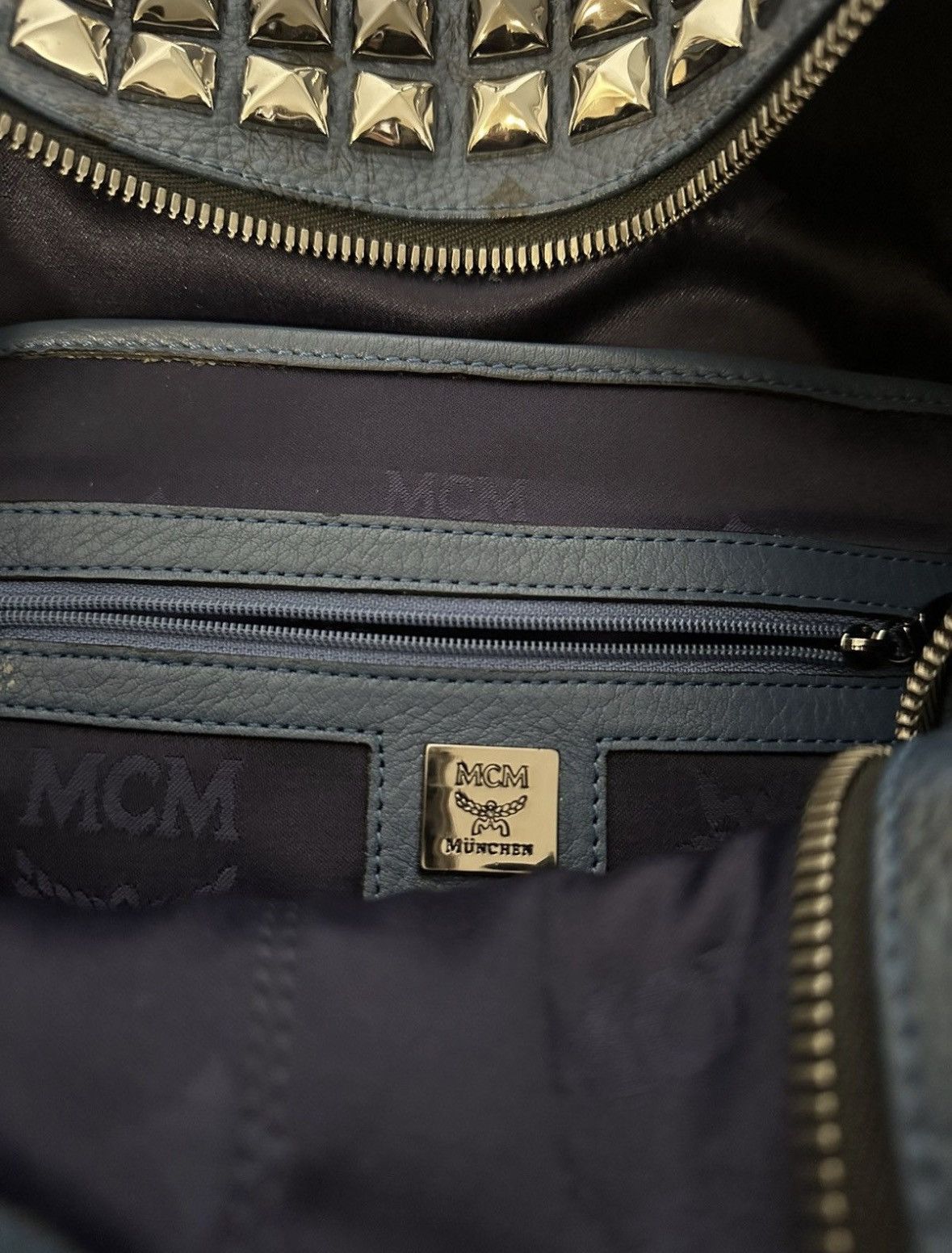 MCM Blue mcm studded full size backpack Size ONE SIZE - 4 Thumbnail