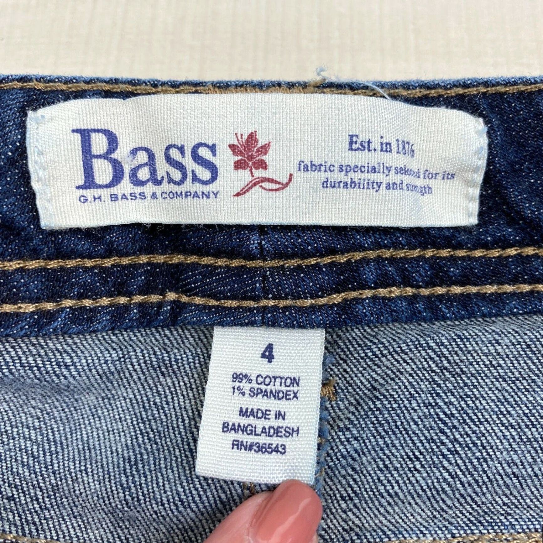 Vintage GH Bass Womens Straight Jeans Low Rise Medium Wash Blue Stretch Size 4 Size 27" / US 4 / IT 40 - 4 Thumbnail