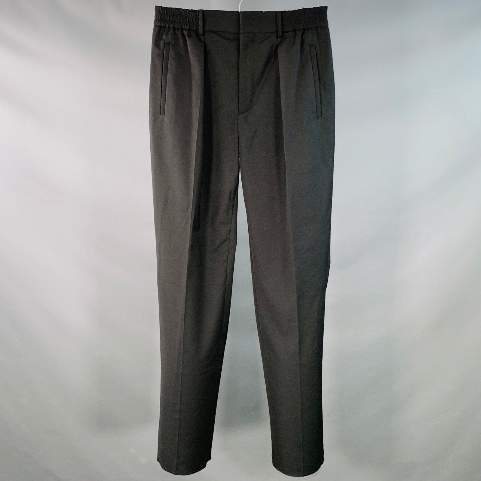 Fendi FENDI Black Wool Pleated Elastic Waistband Casual Pants Size US 30 / EU 46 - 1 Thumbnail